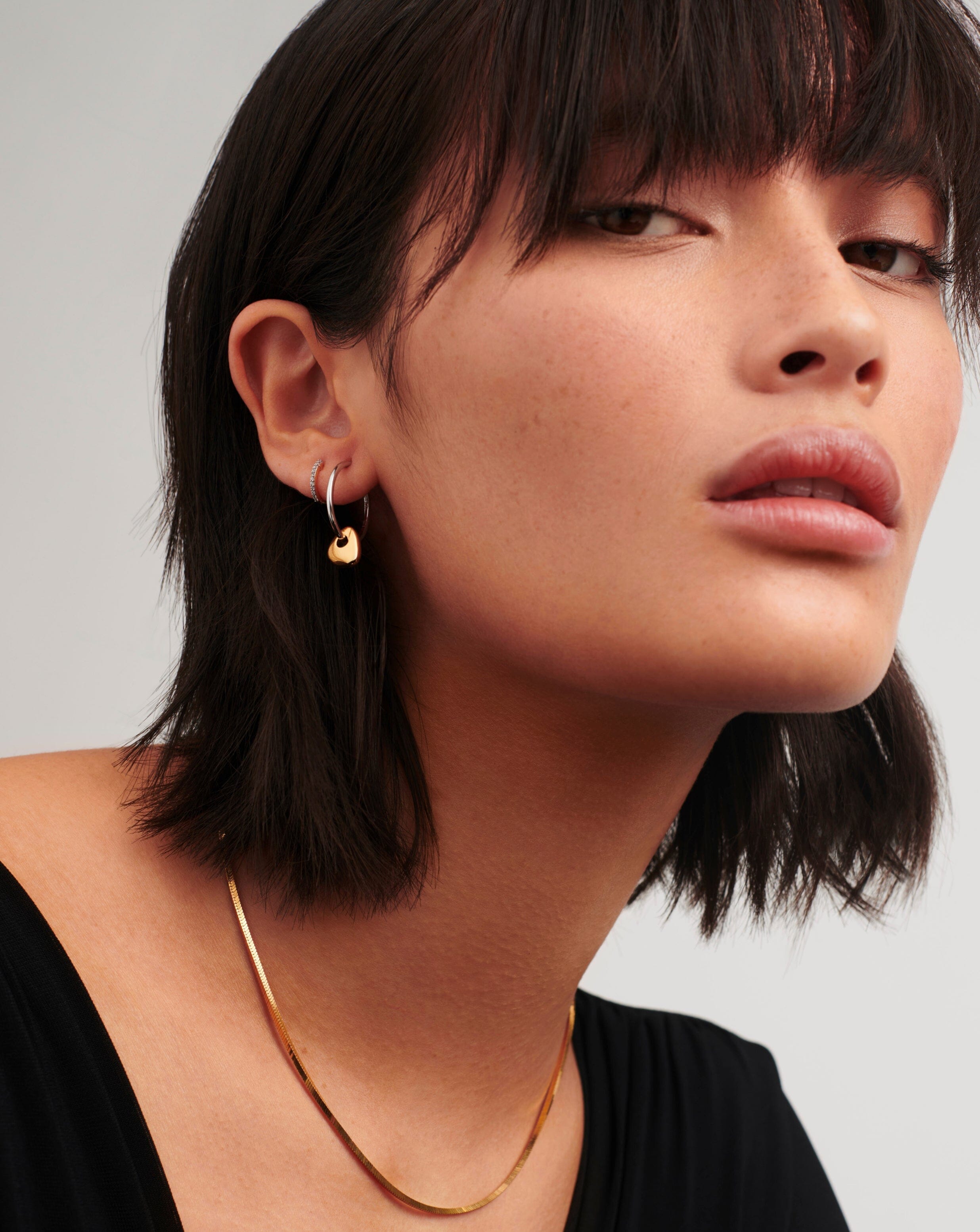 Abacus Nugget Small Charm Hoop Earrings - 18k Recycled Gold Vermeil & Rhodium Plated Sterling Silver | Minimalist Everyday Jewelry for Women, Perfect Gift for Birthdays & Anniversaries
