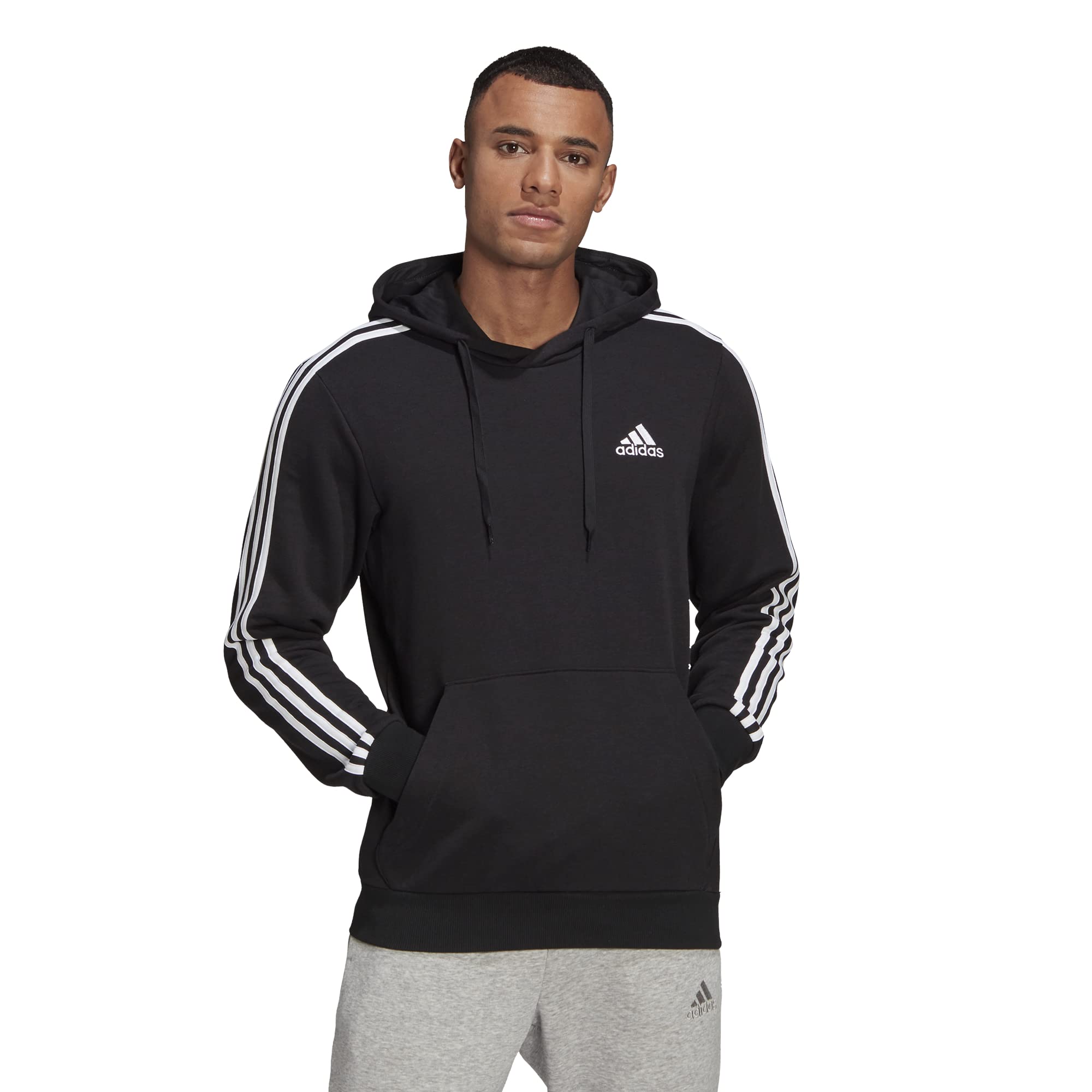 adidas Men's Essentials 3-Stripes French Terry Hoodie - Comfortable Pullover Sweatshirt for Casual Wear, Gym & Street Style | Athletic Fit Cotton Blend Hooded Sweater for Everyday Use