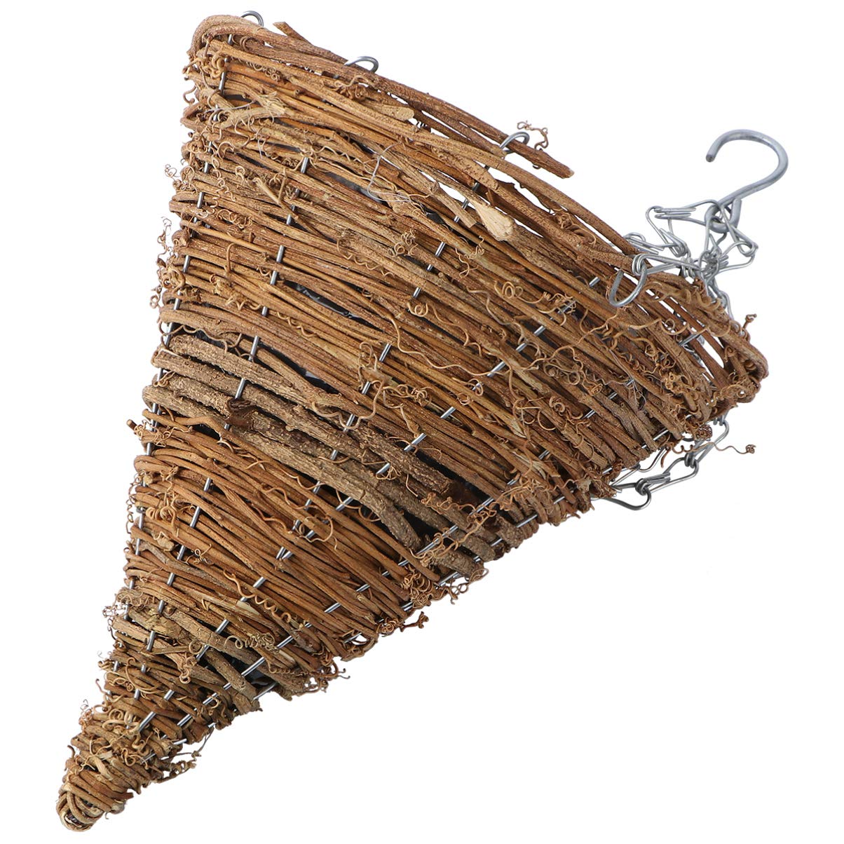 Rattan Hanging Planter Basket - Cone Shaped Flower Pot for Indoor/Outdoor Plants | Boho Home Decor for Living Room, Balcony & Garden (S-Log Color)