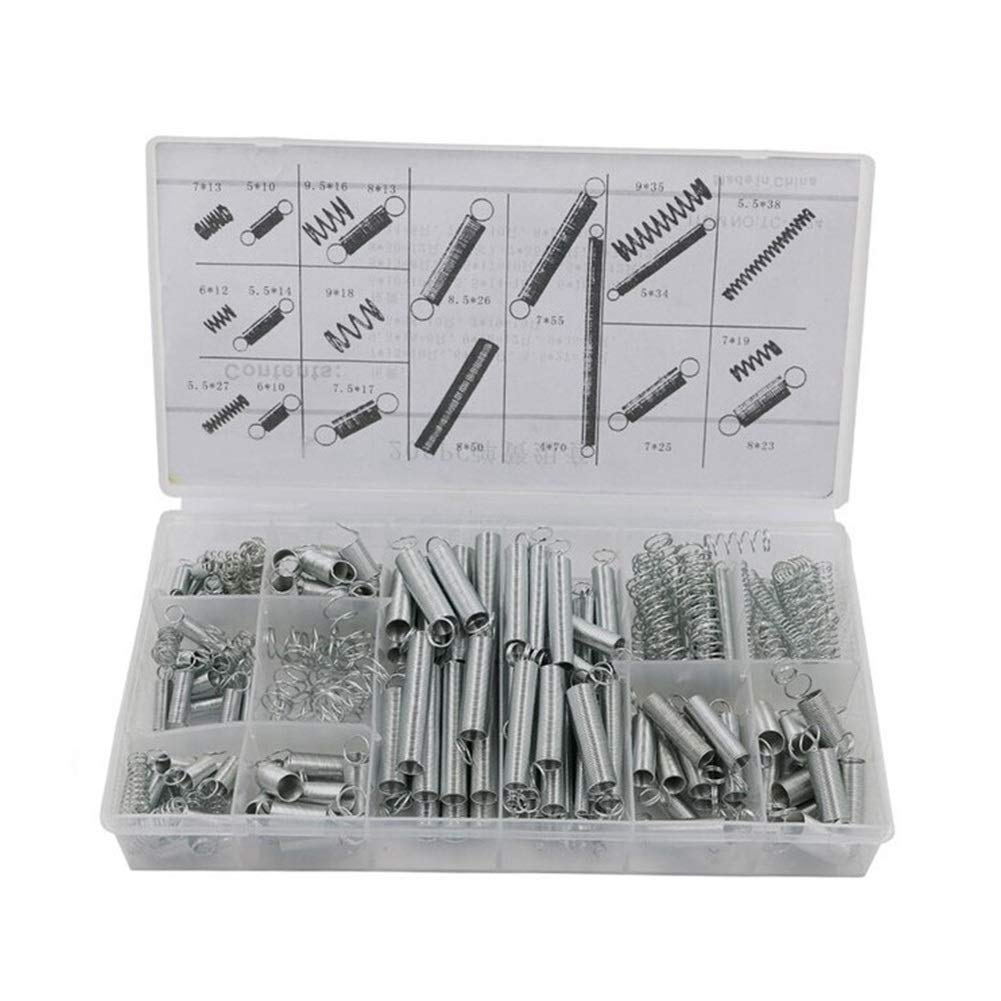 Durable Coil Metal Steel Spring Set - 200pcs Assorted Tension, Extension & Compression Springs for DIY Repairs & Tool Accessories | Portable Pressure Spring Kit for Automotive, Home Improvement & Machinery Maintenance