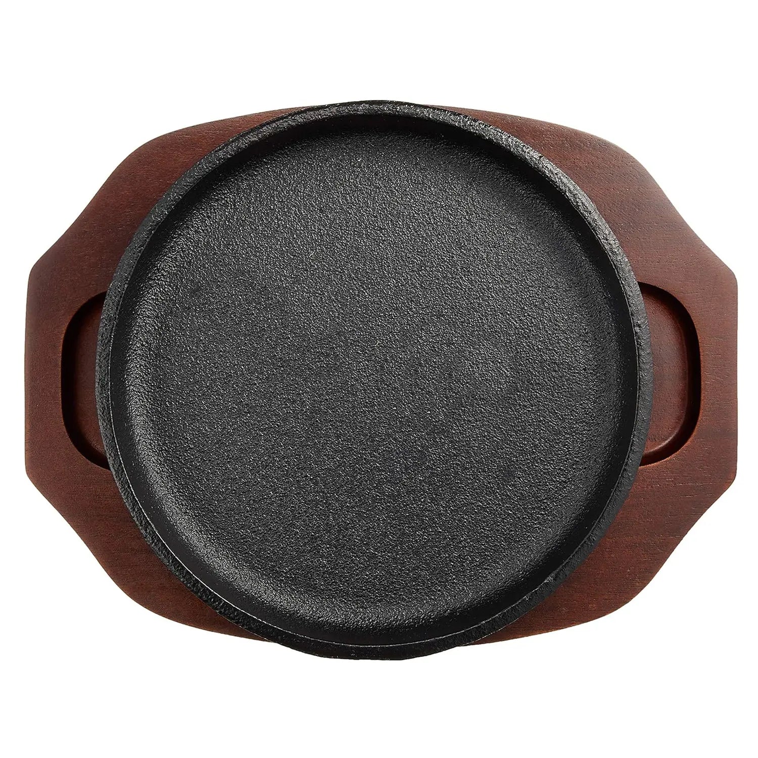 Asahi Premium Cast Iron Round Sizzler Platter - 12 Inch Japanese Grill Plate for Steak, Fajitas & Sizzling Dishes - Perfect for Restaurants, BBQs & Home Cooking