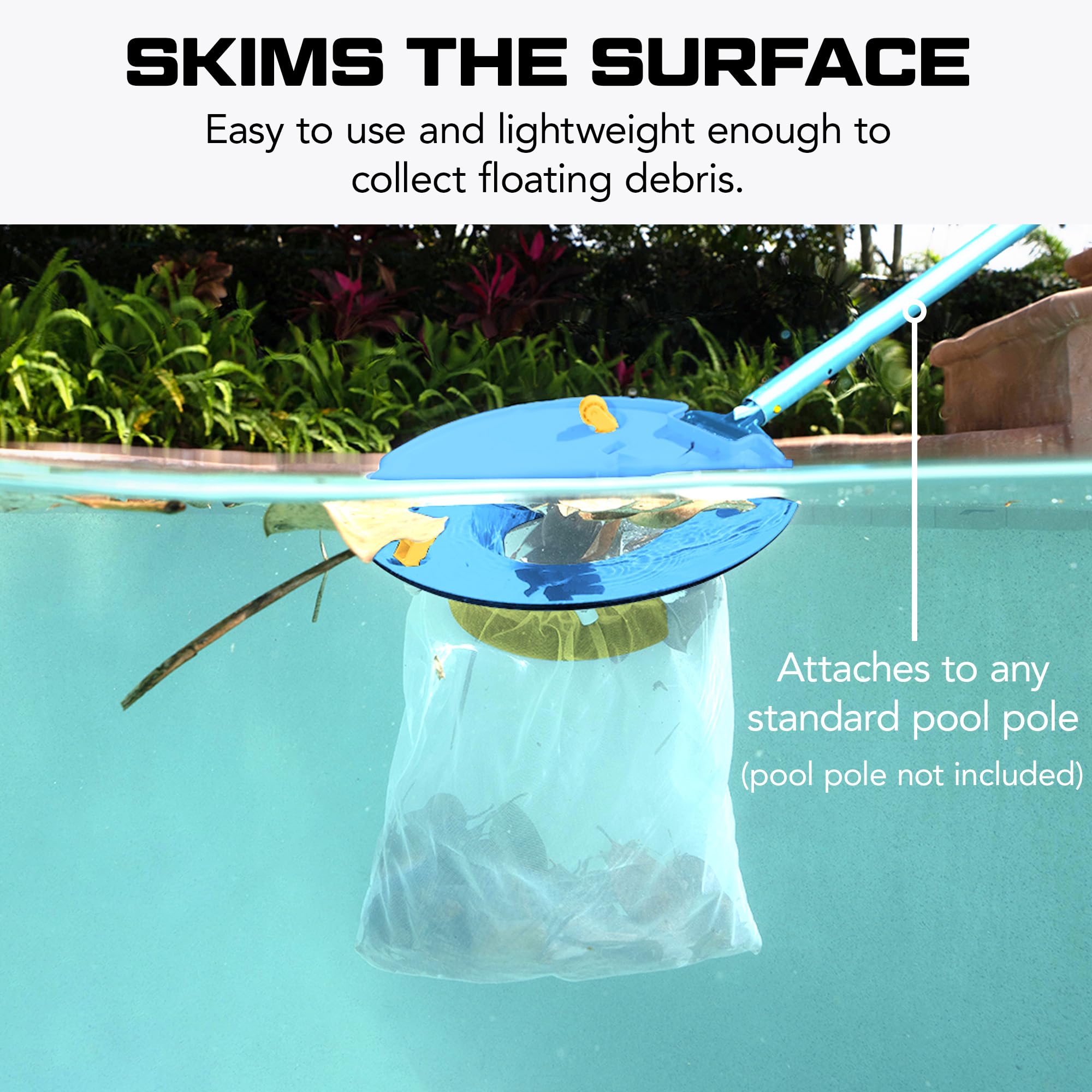 Water Tech POOL BLASTER Cordless Leaf Vacuum - Battery-Powered Swimming Pool Cleaner with Heavy Duty Mesh Bag | Inground & Above Ground Pool Skimmer | Perfect for Fall Leaf Removal & Seasonal Pool Maintenance