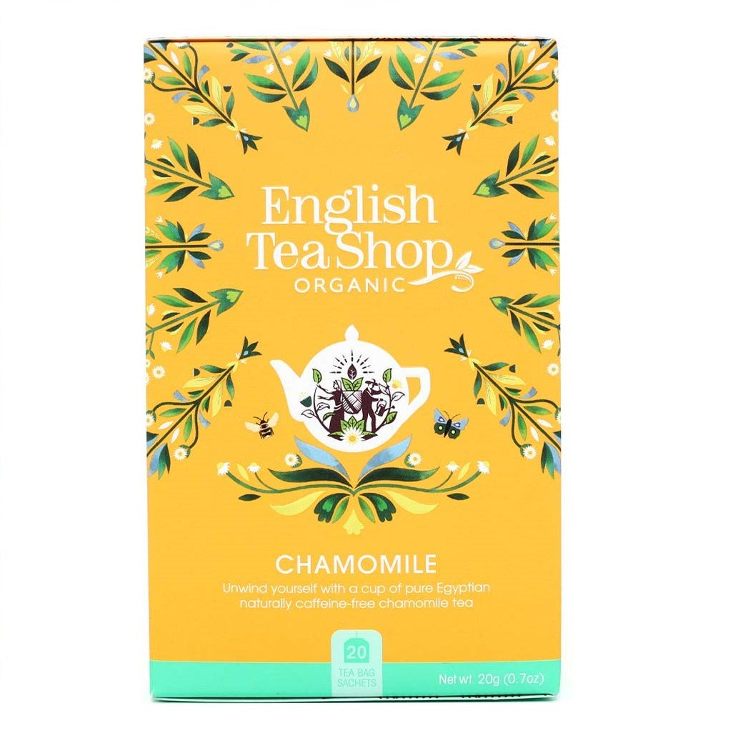 English Tea Shop 20 Organic Chamomile Teabags | Herbal Relaxation Tea for Stress Relief & Better Sleep | Perfect for Evening Relaxation & Bedtime Rituals