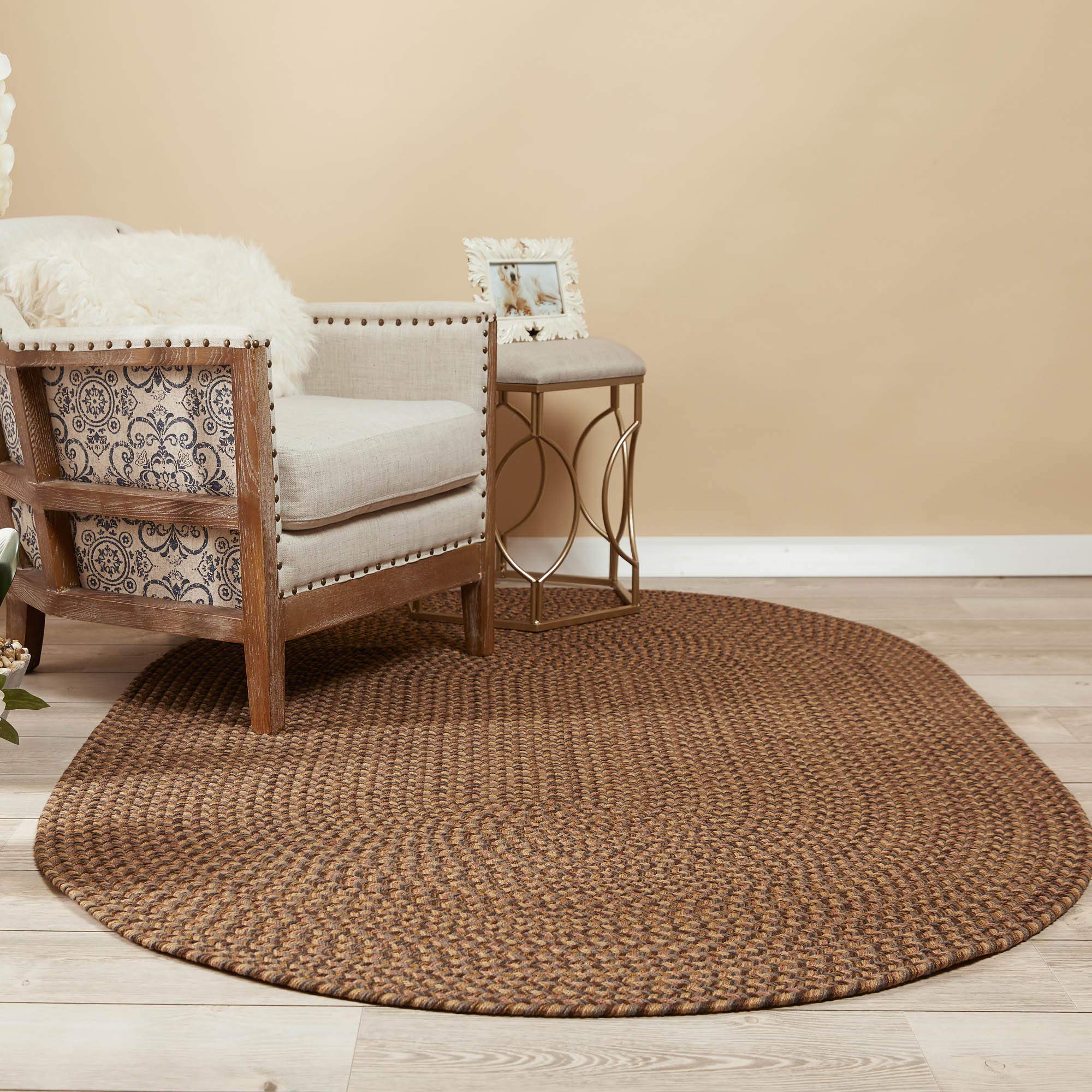 Sanibel Braided Area Rug 5' x 8' Oval - All-Weather Indoor/Outdoor Rug, Classic American-Made Jute Carpet in Brown - Perfect for Living Room, Patio or Bedroom Decor