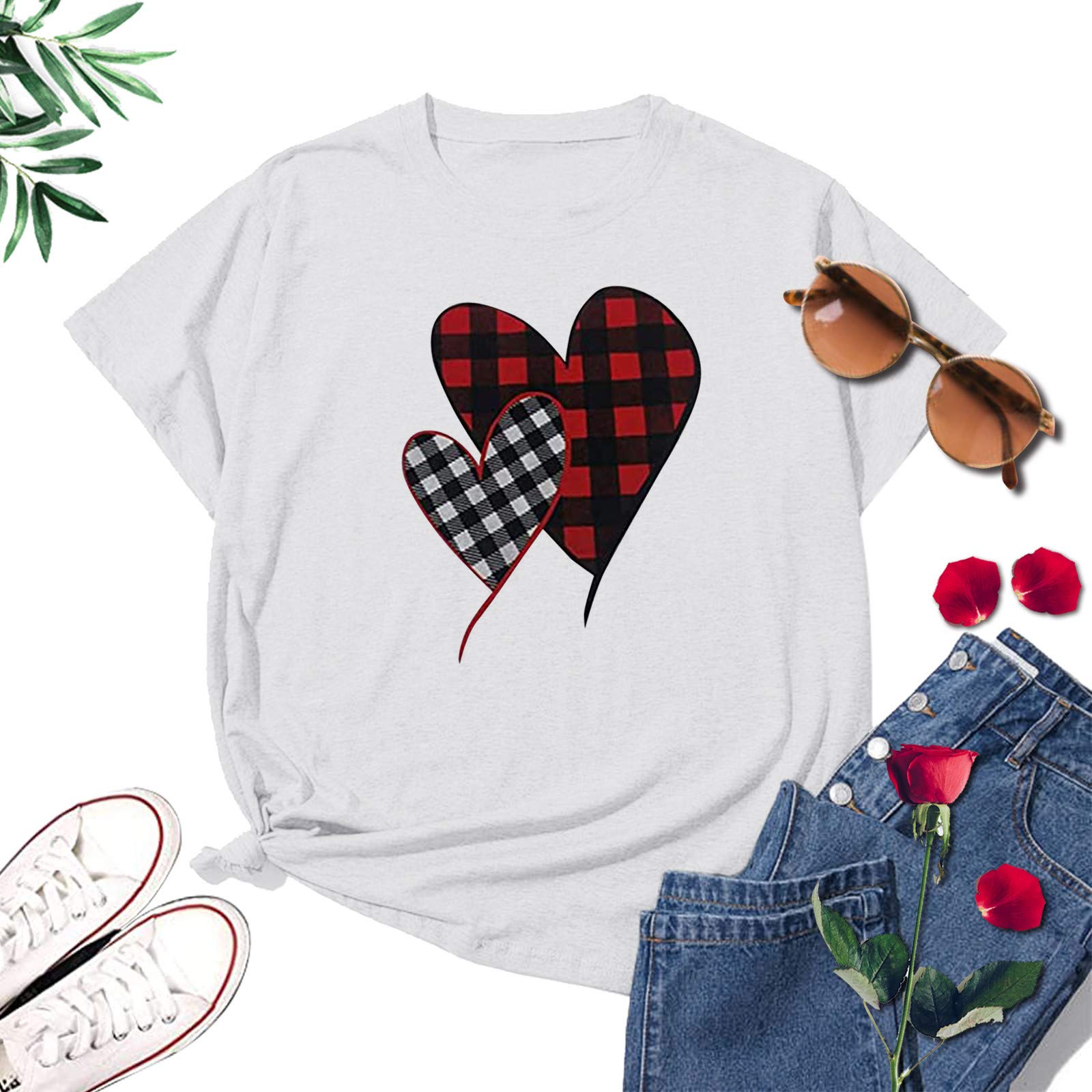 Women's Short Sleeve Tops - Cute Letter Print Casual Blouse for Valentine's Day | Trendy Summer Shirts for Date Night, Office Wear & Everyday Outfits