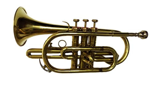 Premium Bb Cornet with Gold Finish - Professional Brass Instrument for Bands & Soloists - Includes Protective Case - Ideal for Performances, Practice & Music Education