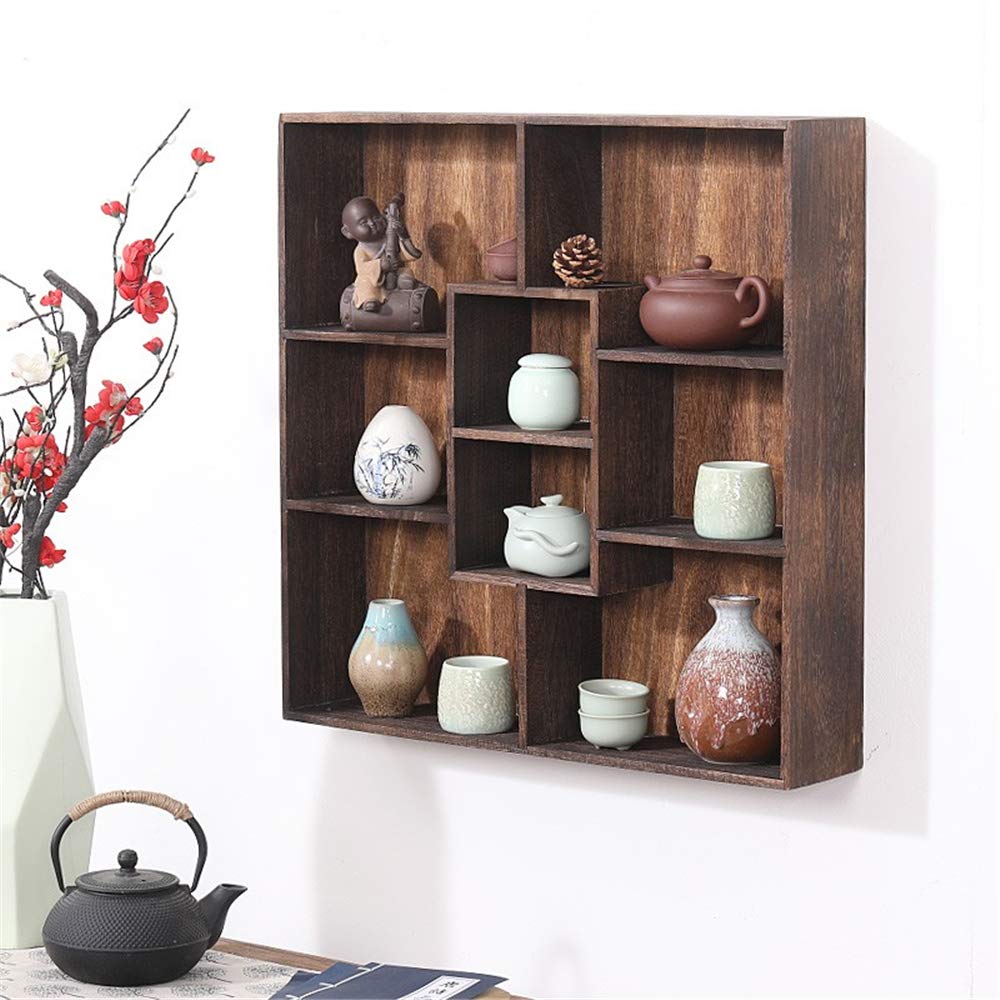 3-Layer Floating Wooden Storage Cabinet - Wall Mounted Shelving Unit with Partition Design for Kitchen, Bedroom, Bathroom & Office Organization - Space Saving Corner Shelf for Home Decor