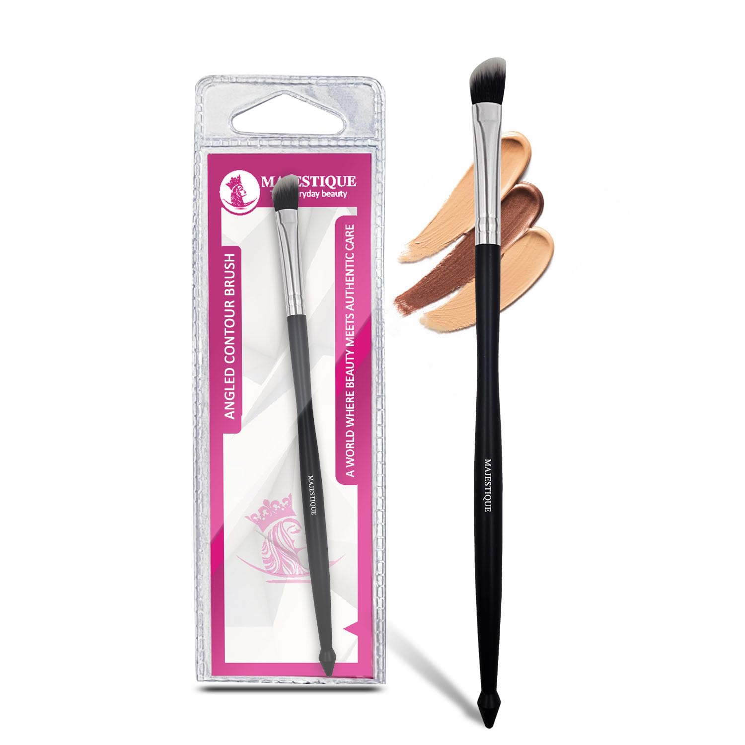 Majestique Angled Contour Sculpting Makeup Brush - Professional Face Brush for Blush, Bronzer, Highlighting & Contouring | Premium Synthetic Bristles | Salon & Home Use | Perfect for Everyday Makeup & Special Occasions