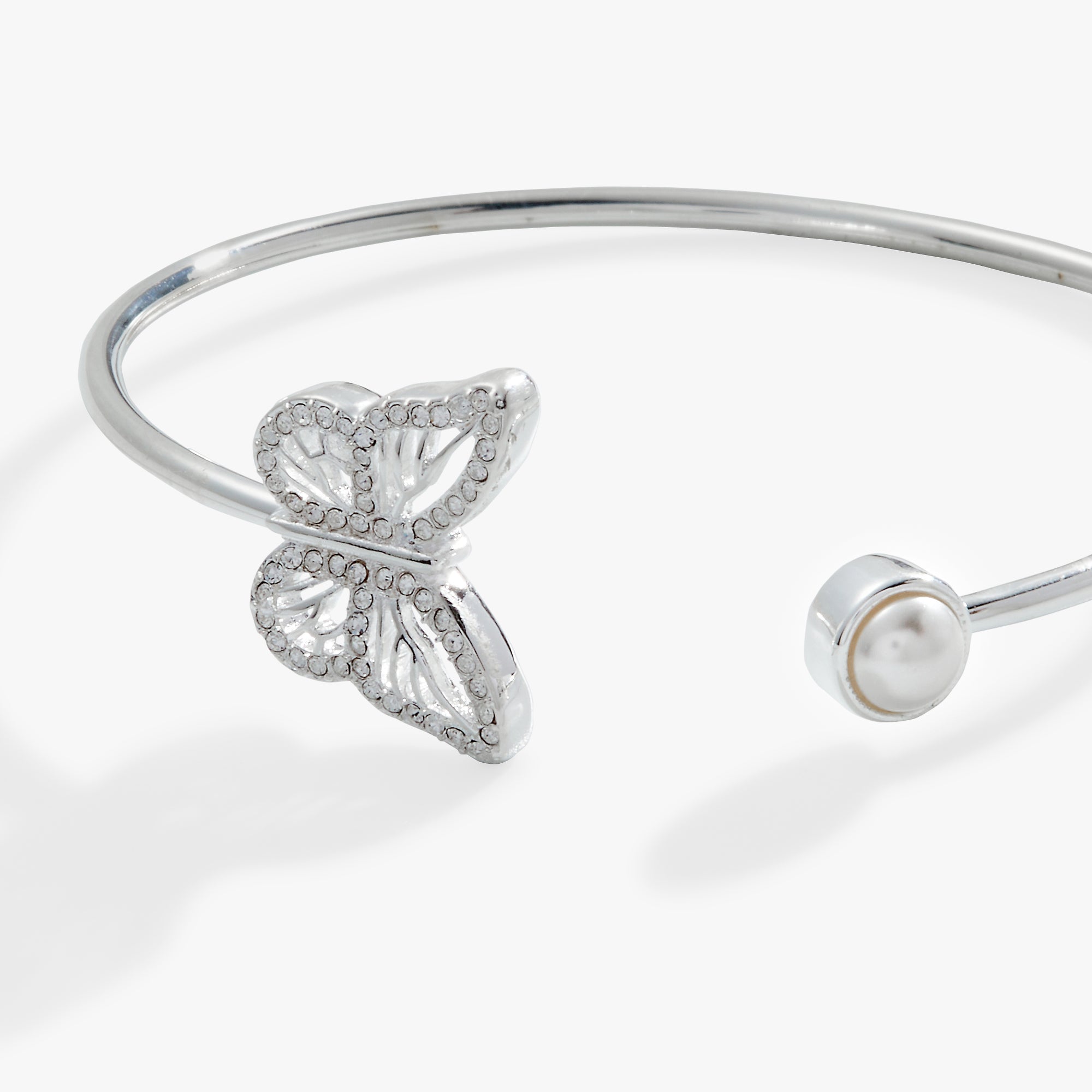 Elegant Crystal Butterfly & Pearl Adjustable Bracelet for Women - Perfect for Weddings, Parties & Everyday Wear