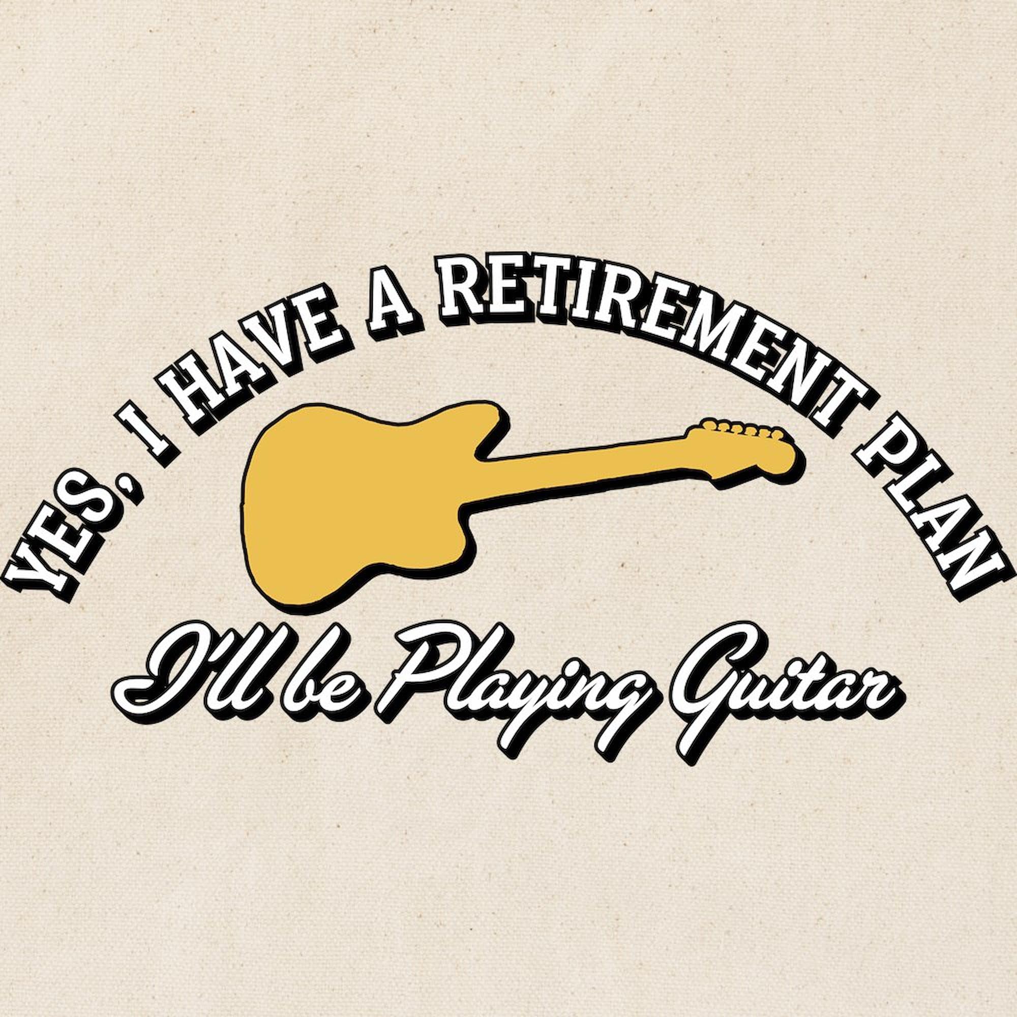 Playing Guitar Is My Retirement Plan Tote Bag - Natural Canvas Reusable Shopping Bag for Music Lovers, Groceries & Beach Trips