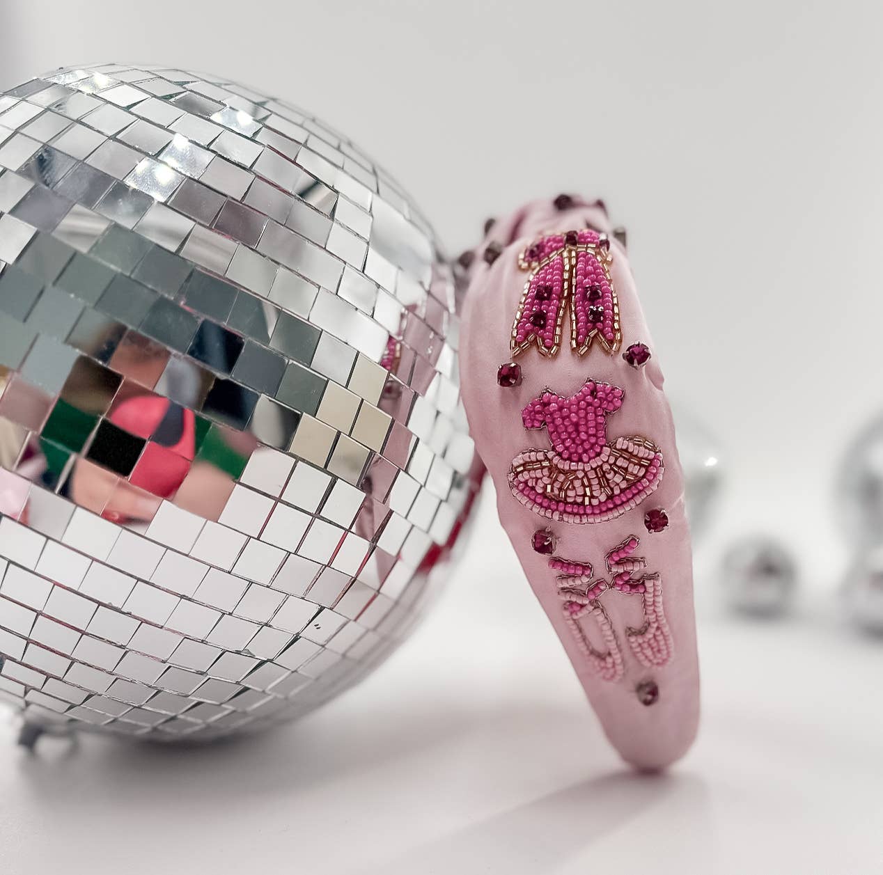 Sparkly Beaded Headband for Women - Elegant Dance Headband in Pink for Ballet, Yoga, and Parties | Perfect for Performances, Workouts, and Special Occasions