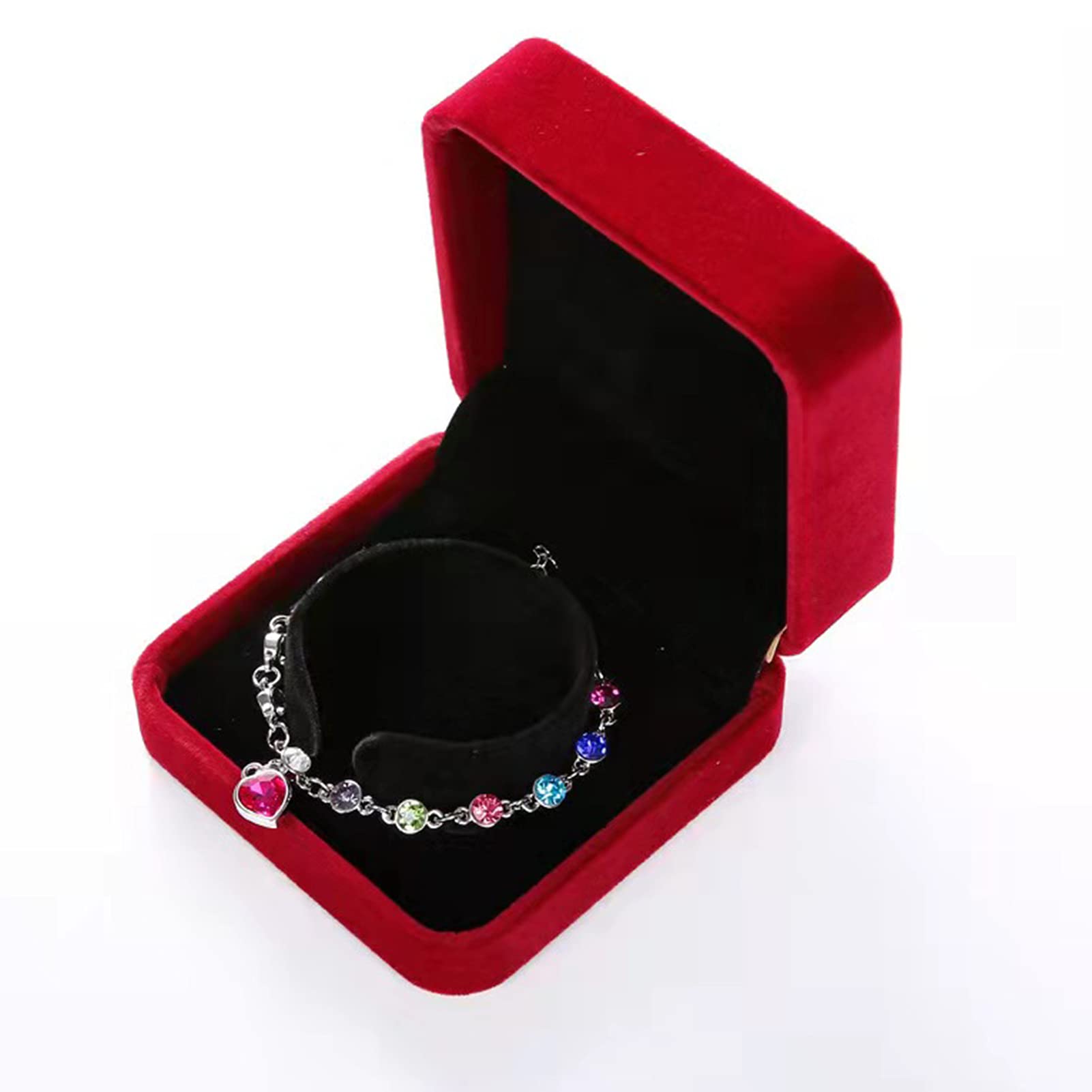FAYADA Velvet Jewelry Box - Red Bracelet Bangle Gift Box for Wedding, Proposal, Birthday & Anniversary | Elegant Jewelry Storage & Display Case for Bracelets, Rings, Necklaces - Perfect for Gifting, Home Decor & Jewelry Organization