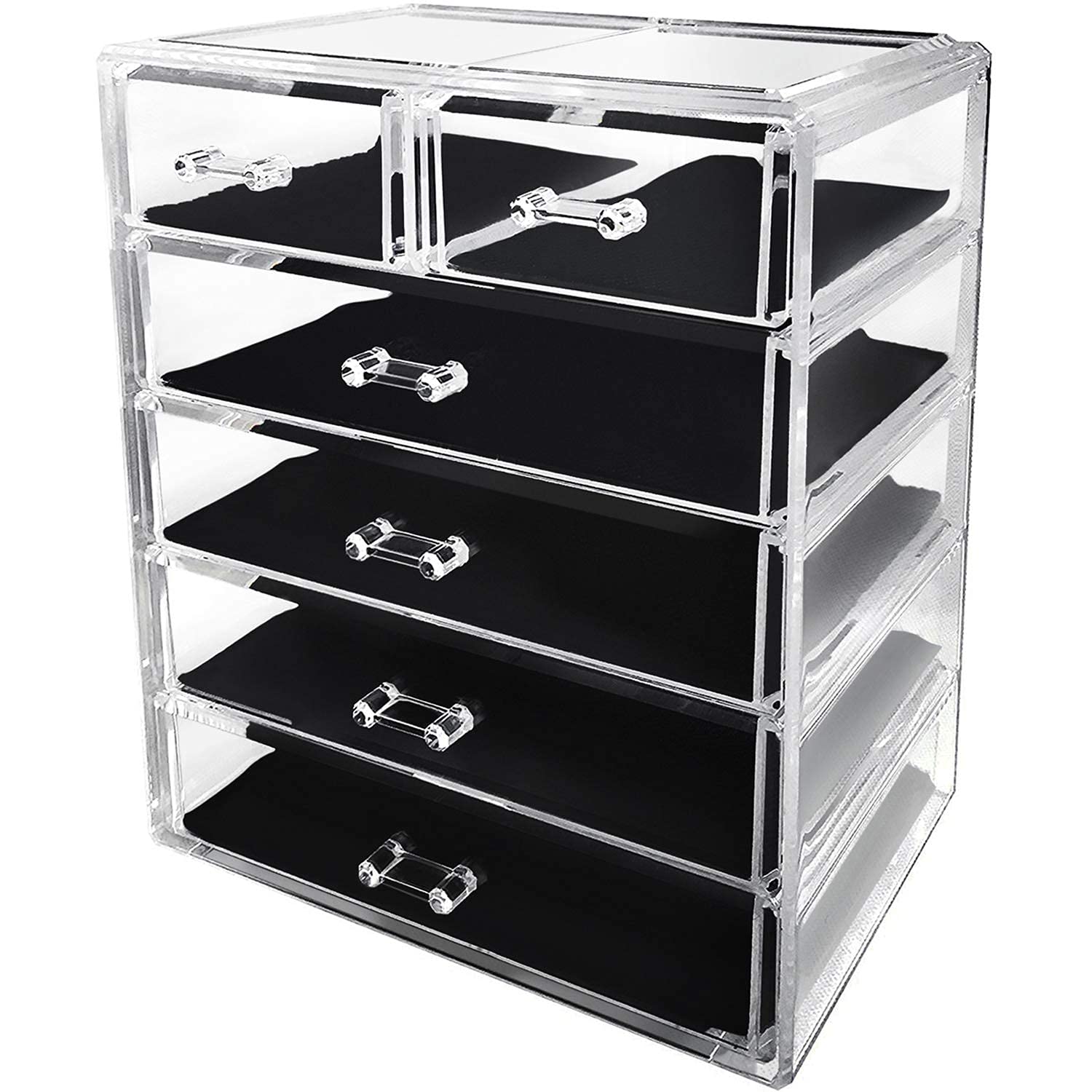 6-Drawer Acrylic Makeup Organizer - 5-Tier Vanity Storage for Cosmetics, Jewelry, Office & Household Items | Perfect for Bathroom Counter, Dresser & Closet Organization