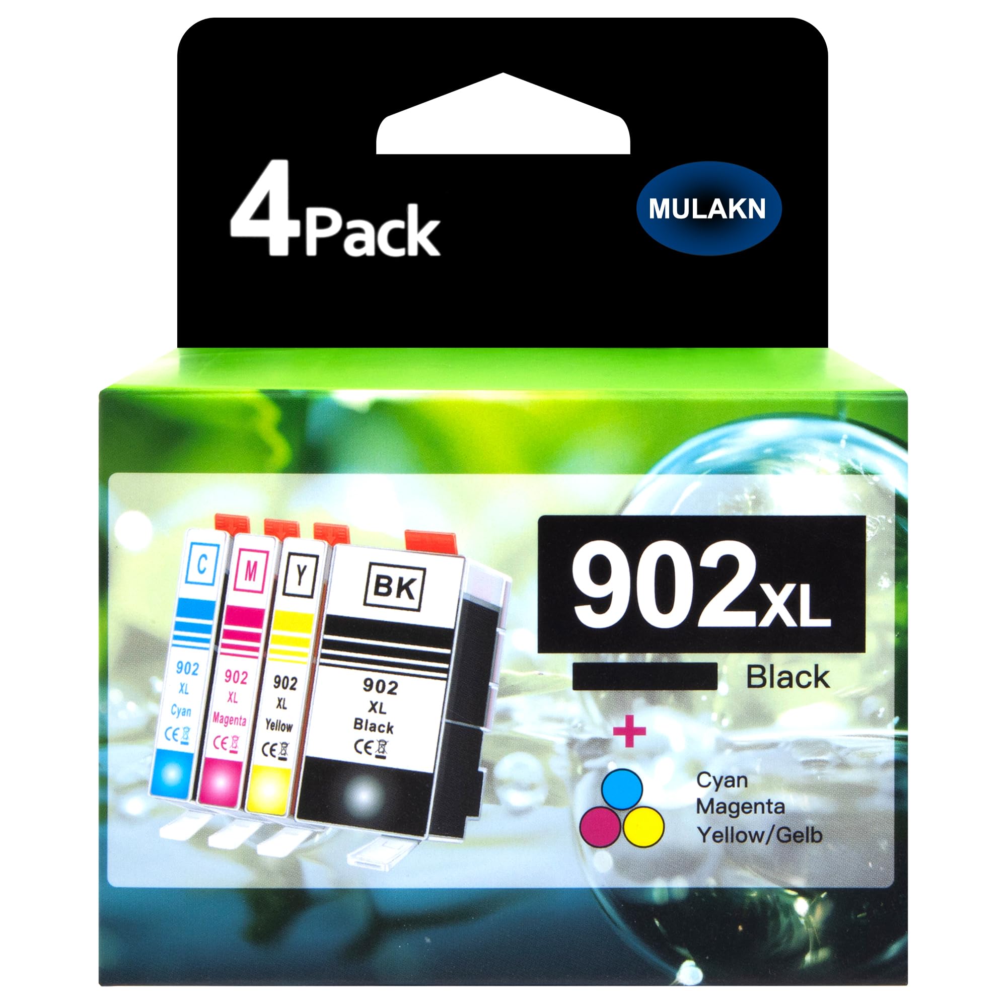 HP 902XL Compatible Ink Cartridges - High Yield 4-Pack (Black, Cyan, Magenta, Yellow) for Officejet Pro 6978/6968/6960/6962/6954/6958/6950/6951/6970 Printers | Reliable Replacement for Home & Office Printing Needs