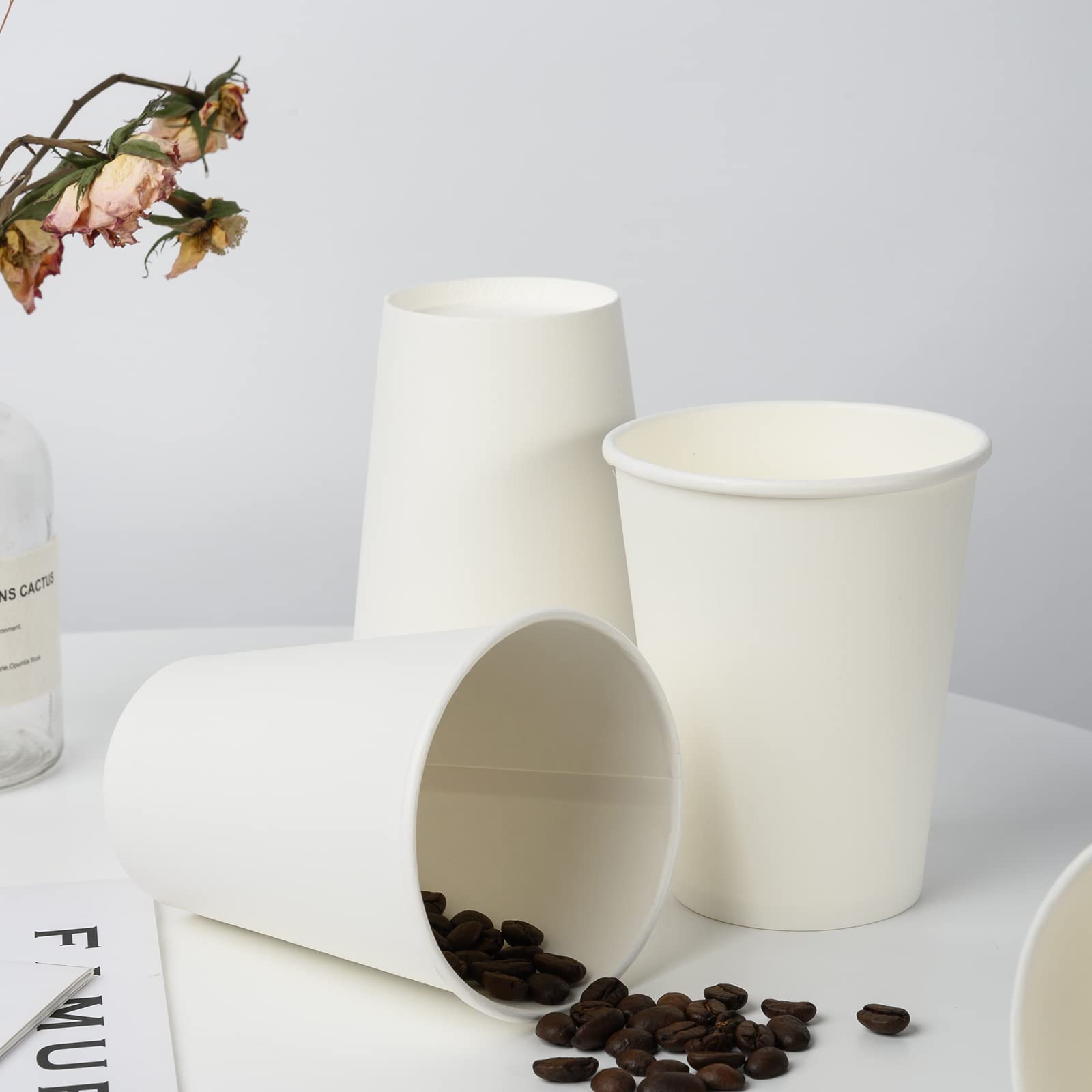 YEEHAW 12 oz 1000 Pack Disposable Paper Coffee Cups - Bulk White Hot to Go Cups for Hot Coffee, Tea, Hot Chocolate & Beverages - Leak Proof & Eco Friendly - Perfect for Cafes, Offices, Parties & Home Use