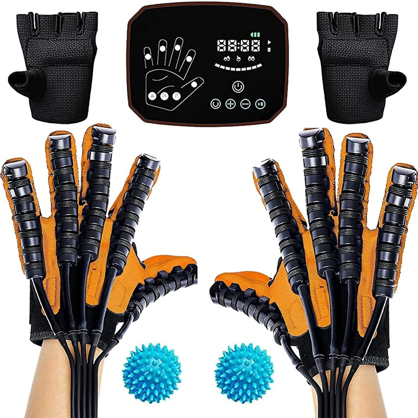 BNDDUP Finger Rehabilitation Training Robot Gloves for Stroke & Hemiplegia Recovery - Hand Therapy Equipment & Strengthener Orthosis for Long-Term Relief from Finger Cramps (Orange, Size L) - Ideal for Post-Stroke Therapy & Hand Mobility Improvement