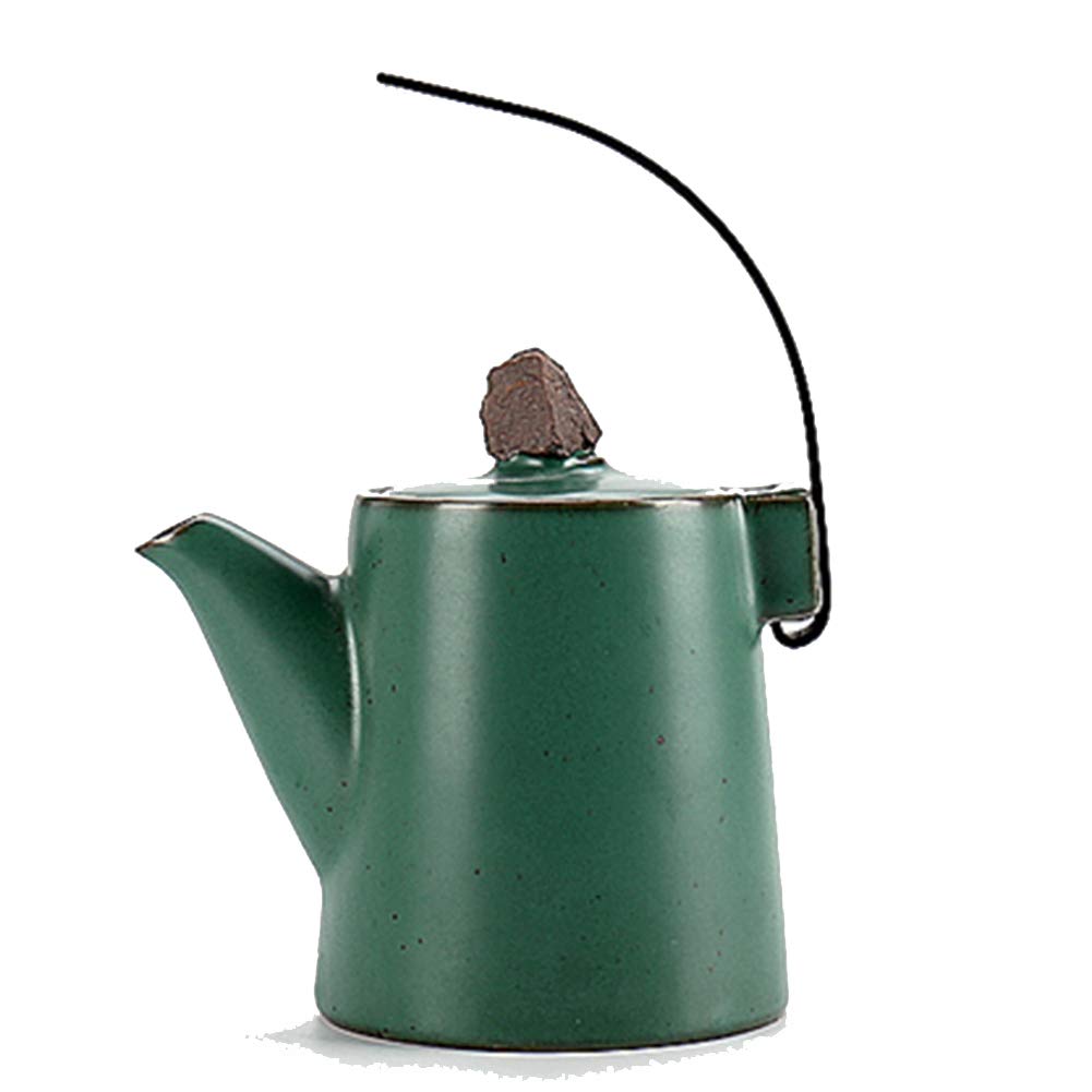 Premium French Press Coffee Maker - Ceramic & Iron Handle Coffee Pot, Tea Kettle for Espresso & Manual Brewing | Insulated Stoneware Design by GAOFENG (Green) | Perfect for Home, Office & Camping Use