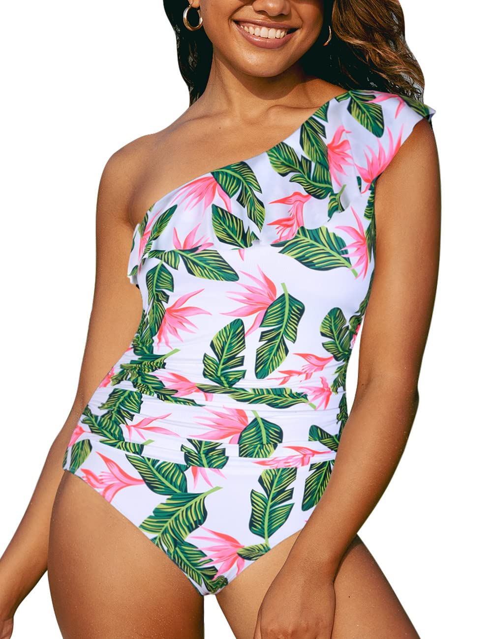 Hilor Women's One Piece Swimsuits - Tummy Control Bathing Suits, Asymmetric One Shoulder Swimwear for Beach, Pool & Vacation | Slimming & Sexy Design