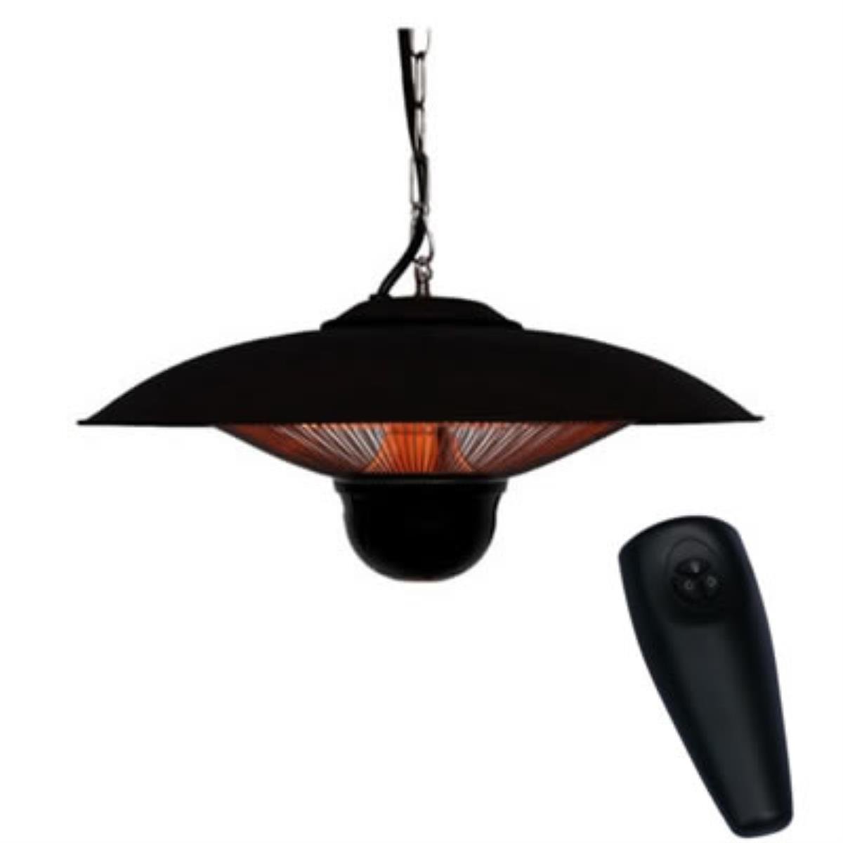 Black Electric Patio Heater with LED Light & Remote Control - Indoor/Outdoor Ceiling Mounted Heater for Patio, Deck, Restaurant & Backyard Use