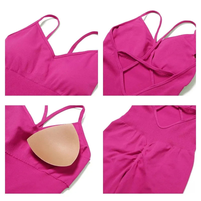 Seamless One Piece Jumpsuit for Women - Sleeveless Push Up Romper Yoga Workout Bodysuit - Perfect for Gym, Running, Yoga & Activewear