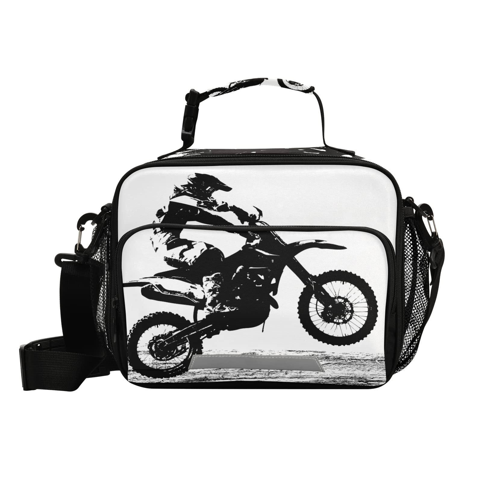 Vintage Motorcycle Lunch Box - Insulated Cooler Bag for Kids & Adults - Motocross & School Use