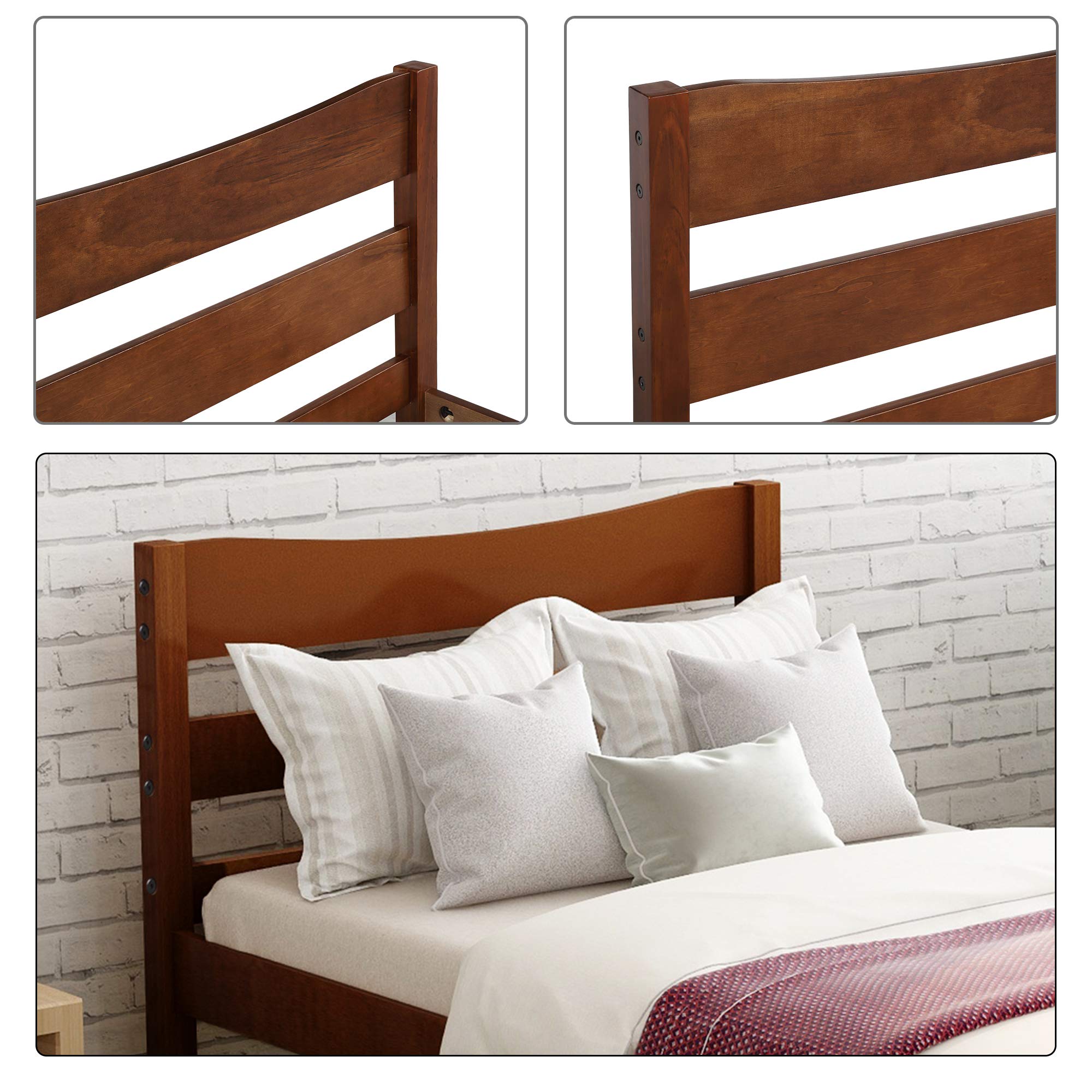 MERITLINE Twin Size Wooden Platform Bed Frame with Headboard & Footboard - No Box Spring Needed, Walnut Finish - Perfect for Small Bedrooms, Guest Rooms & Kids' Rooms