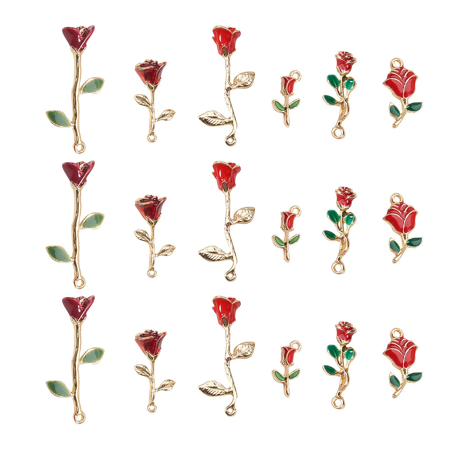 KitBeads 30pcs Rose Flower Enamel Charms - Jewelry Making Supplies for Necklace, Bracelet & Earrings - DIY Craft Accessories - Perfect for Gifts, Party Favors & Handmade Jewelry Projects