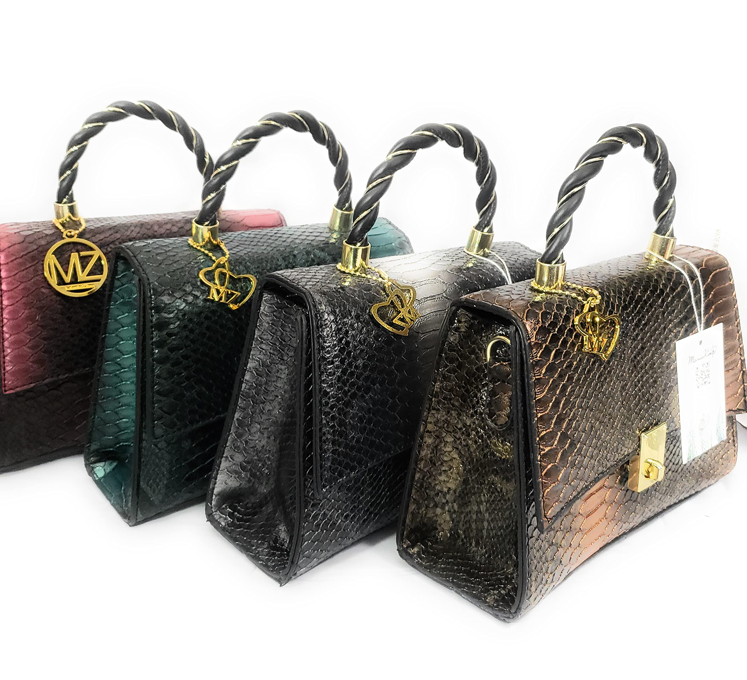 Vegan Leather Handbag for Women - Black Python Skin Texture Shoulder Bag & Crossbody Purse - Perfect for Work, Travel, and Everyday Use