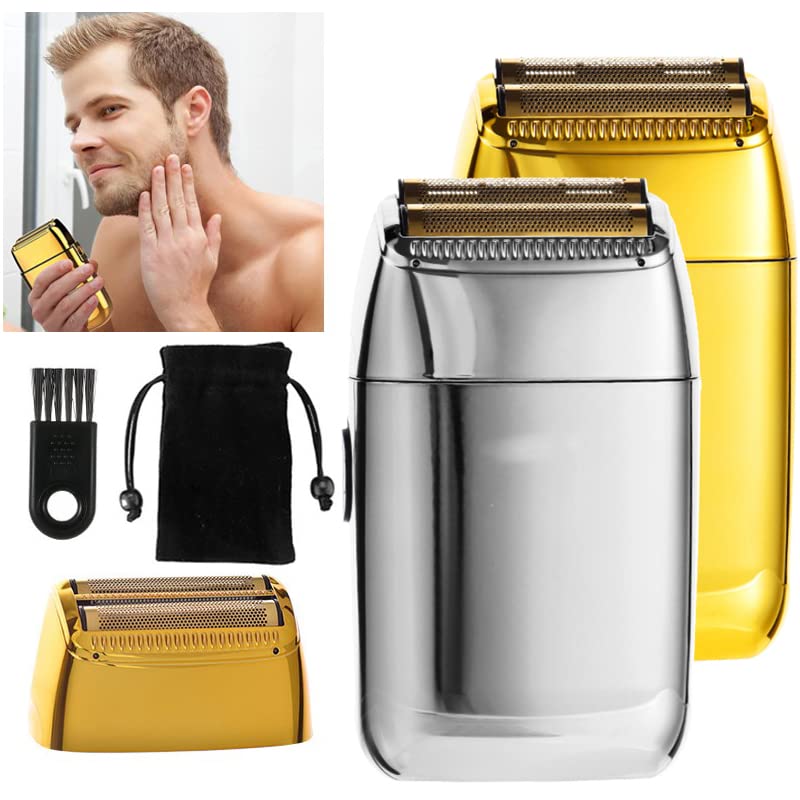 Professional Men's Electric Razor - Rechargeable USB Shaver with Metal Housing for Smooth Shaving, Gold | Perfect for Travel, Home & Office Use
