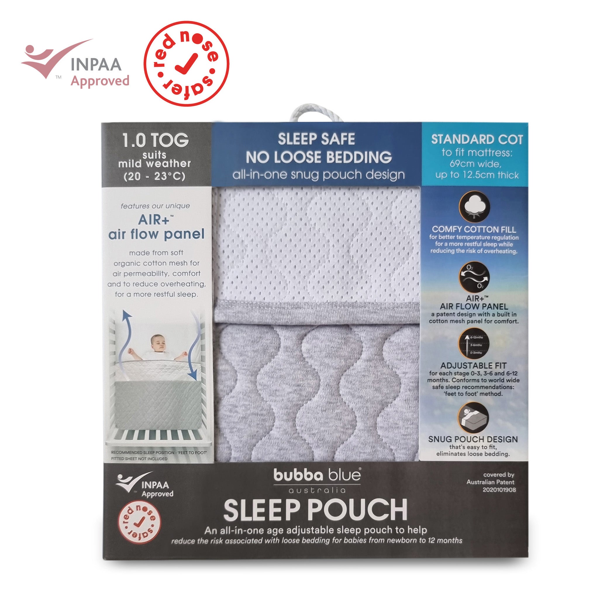 1.0 TOG Baby Sleep Sack - Breathable Cotton Sleeping Bag for Infants & Toddlers - Standard Cot Size - Perfect for Nursery, Daycare & Travel