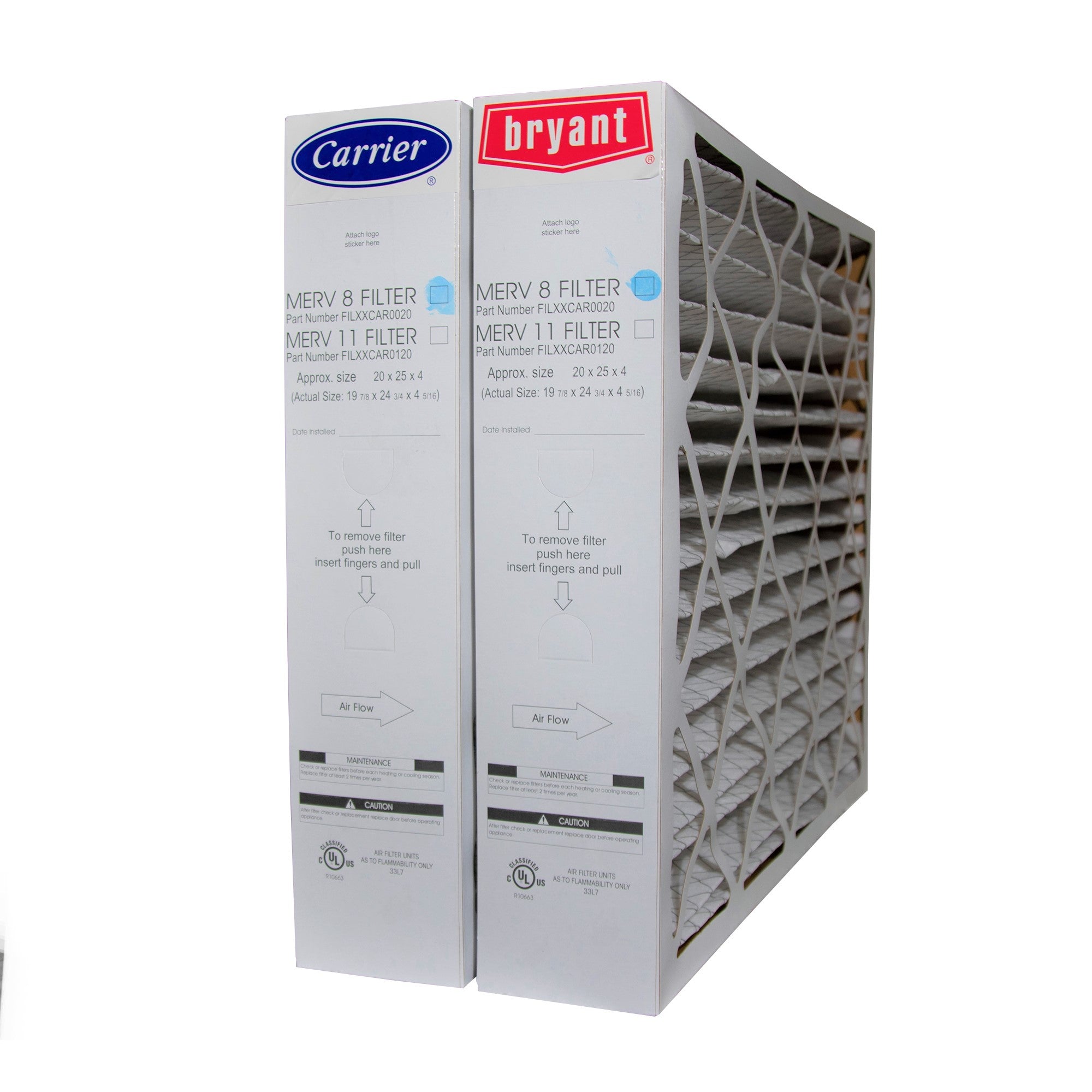 Bryant 20x25x4 5/16 MERV 8 Furnace Air Filter - Genuine OEM Replacement (Pack of 2) - Perfect for HVAC Systems & Home Air Purification