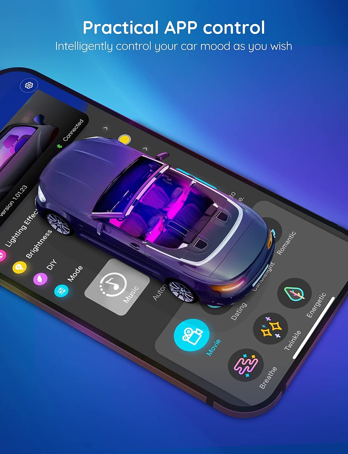Govee Smart Car LED Interior Lights - App Controlled RGB Lights with DIY & Music Sync, 12V 2-Line Design with Car Charger | Perfect for Night Driving, Car Parties & Custom Vehicle Lighting