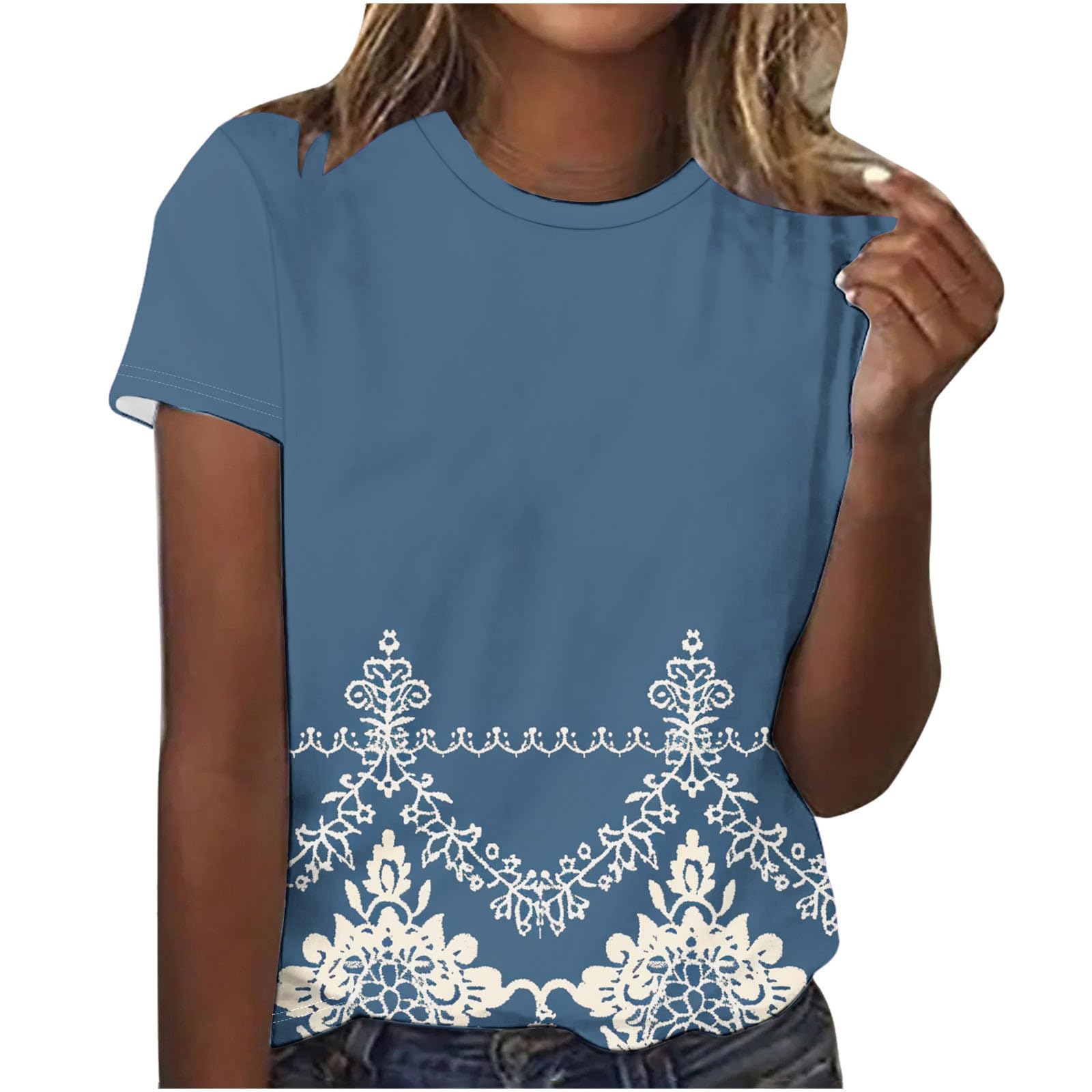 Women's Summer Short Sleeve Floral T-Shirts - Colorful Graphic Casual Blouses for Beach, Vacation & Everyday Wear