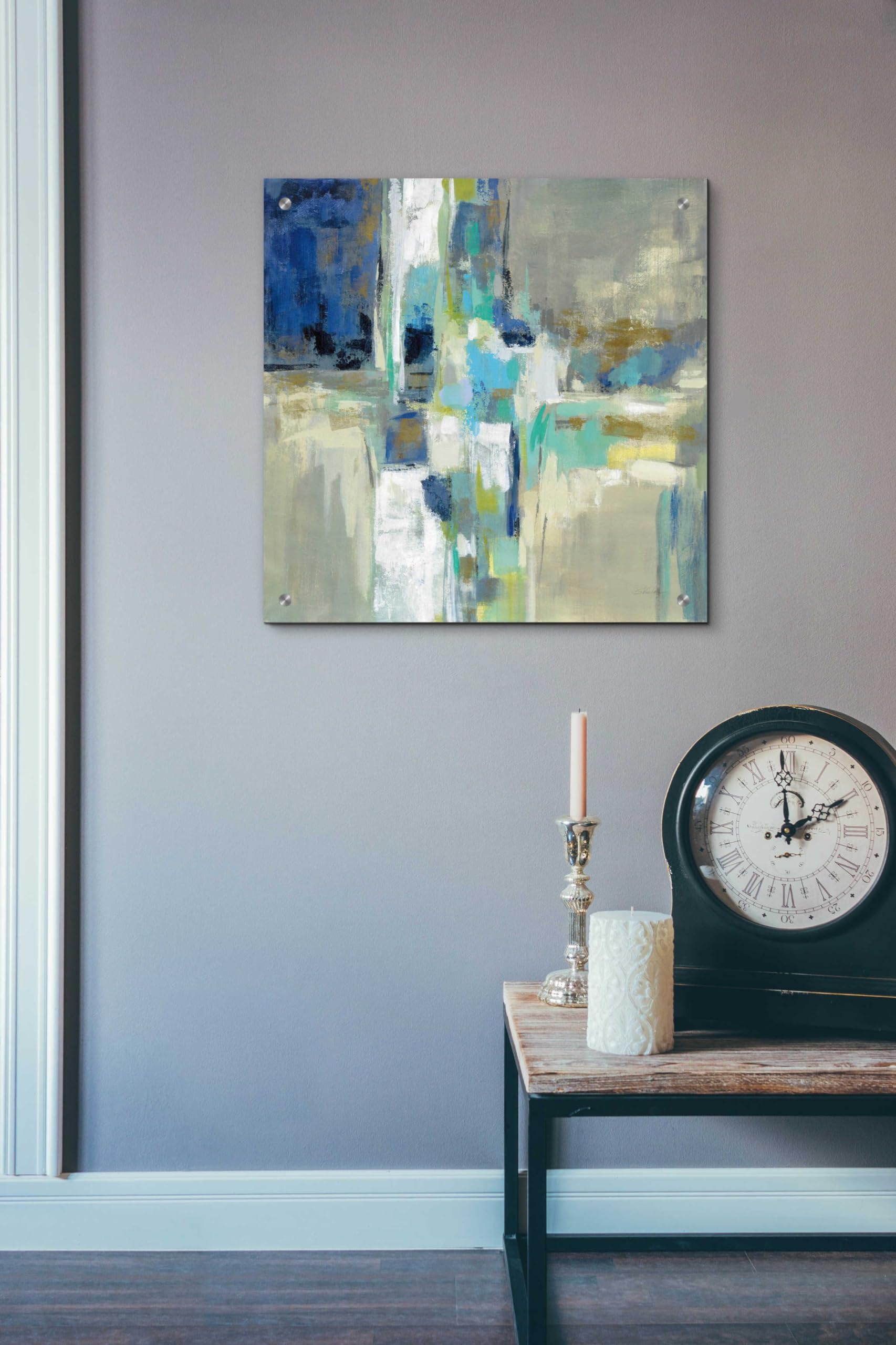 Silvia Vassileva 'Spring Water' Acrylic Glass Wall Art - 24x24 Inch Modern Abstract Painting for Living Room, Bedroom & Office Decor