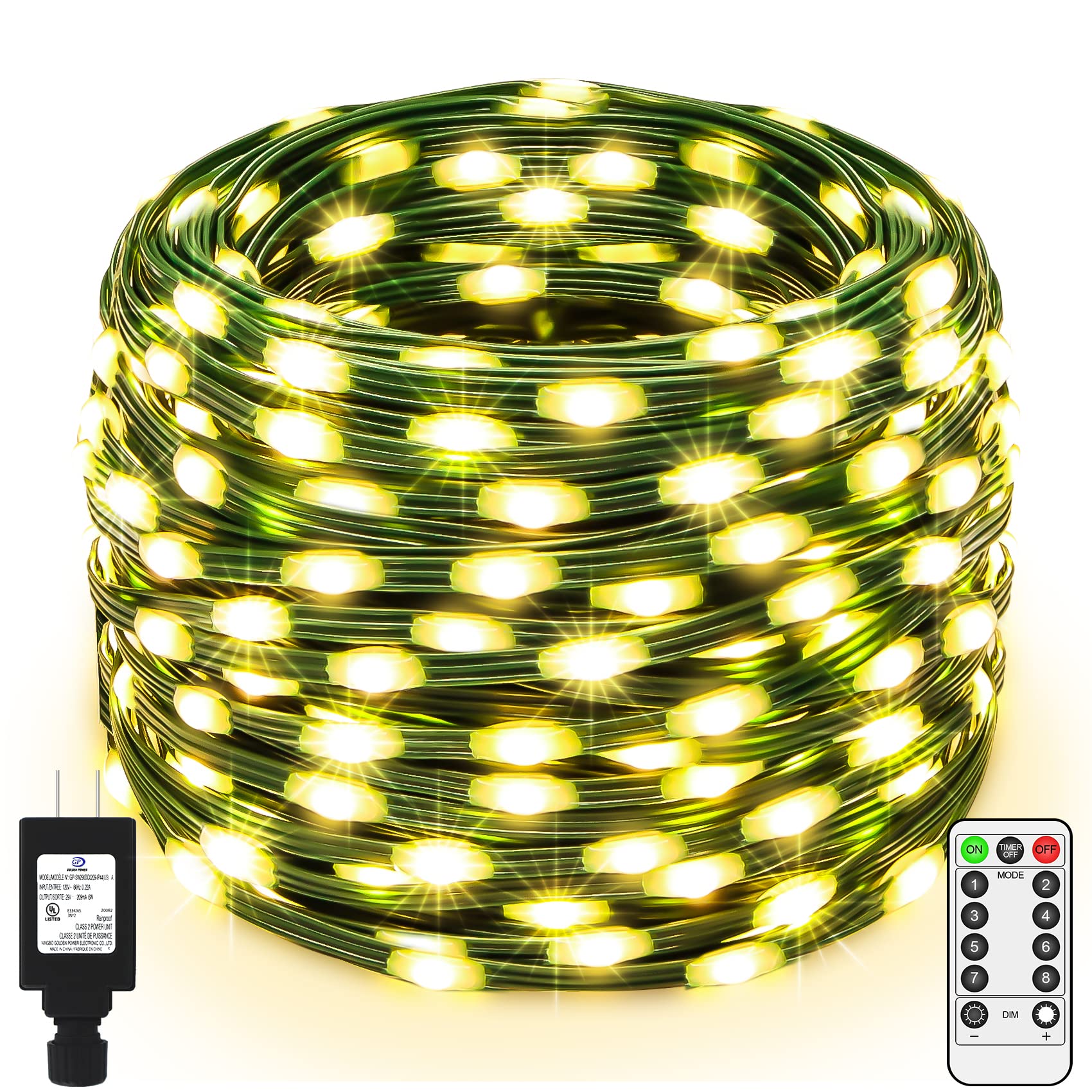 ROADAYLY 500 LED Easter String Lights - 196ft Outdoor & Indoor Waterproof Fairy Lights with Remote Control, 8 Lighting Modes, Green Wire for Garden, Patio, Tree, Yard, Party Decor (IP65 Rated) - Perfect for Easter Celebrations, Christmas Decorations, Wedding Backdrops and Outdoor Entertaining