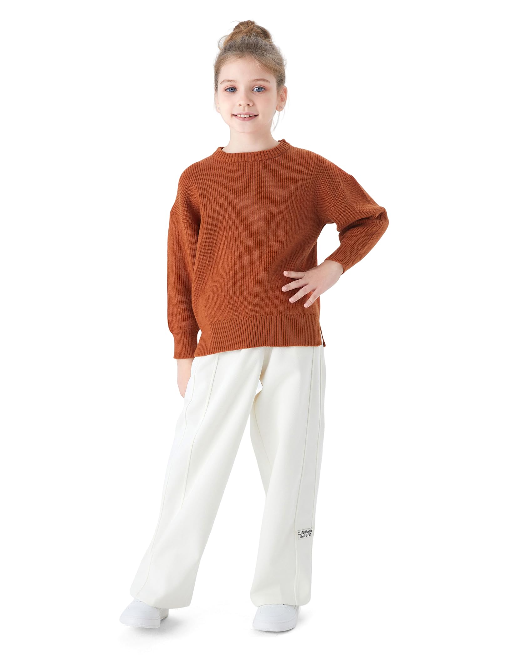 PATPAT Girls' Crewneck Knit Sweater - Soft Long Sleeve Top for Teen Girls & Tweens | Warm Winter Wear for School, Playdates & Casual Outfits