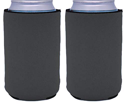 Premium Neoprene Collapsible Can Cooler (2 Pack, Charcoal) - Insulated Beer Can Holder for Camping, Picnics & Outdoor Parties