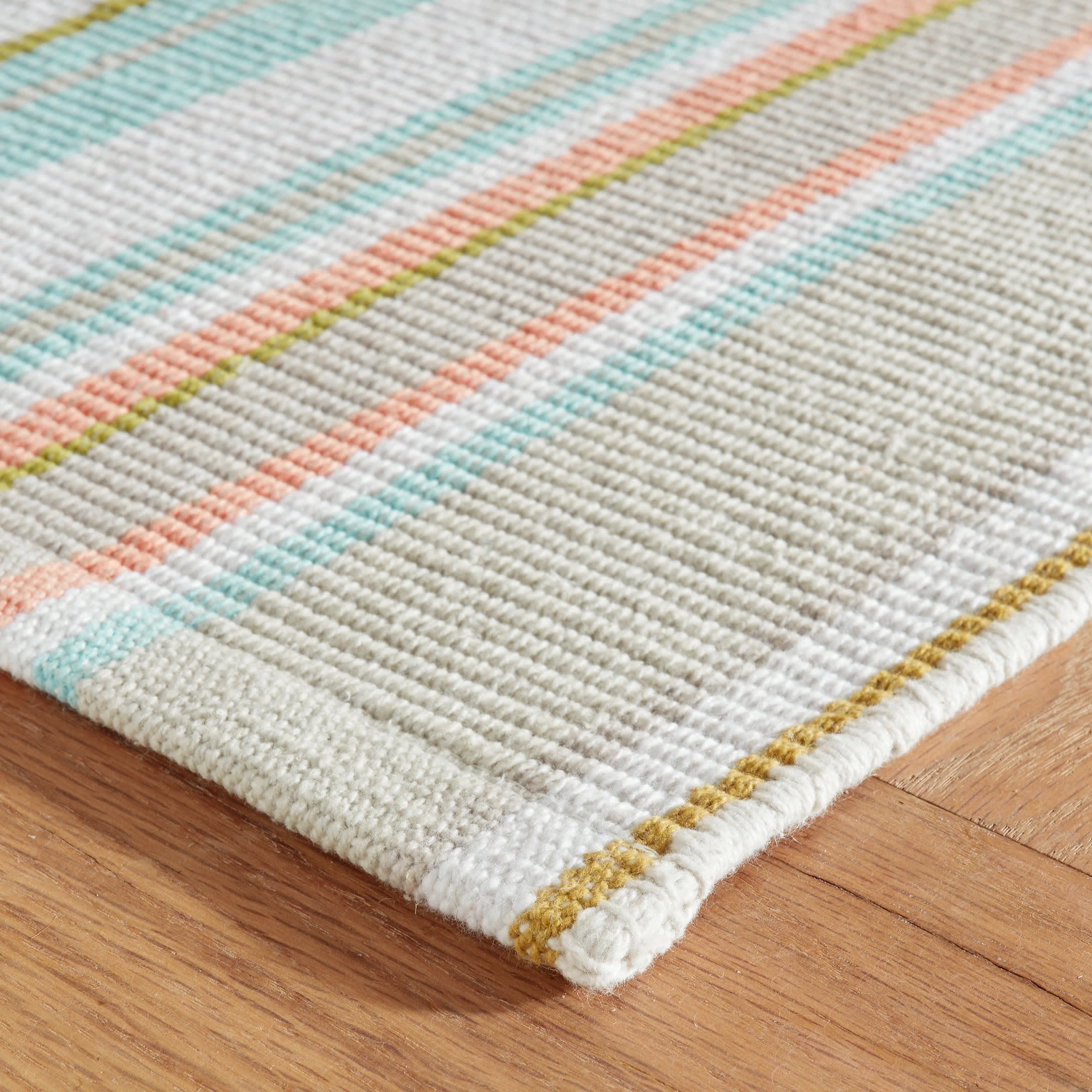 Daphne Striped Handwoven Cotton Area Rug - Sky Blue | Boho Chic Home Decor for Living Room, Bedroom & Nursery