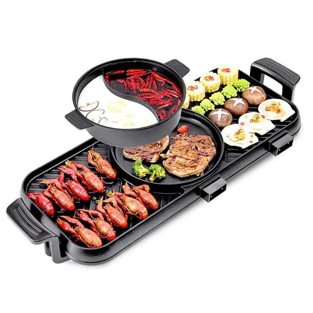 2 in 1 Electric BBQ Grill & Hot Pot Cooker - Stainless Steel Induction Cooktop for Indoor/Outdoor Cooking - Perfect for Family Gatherings, Camping & Asian Hot Pot Parties