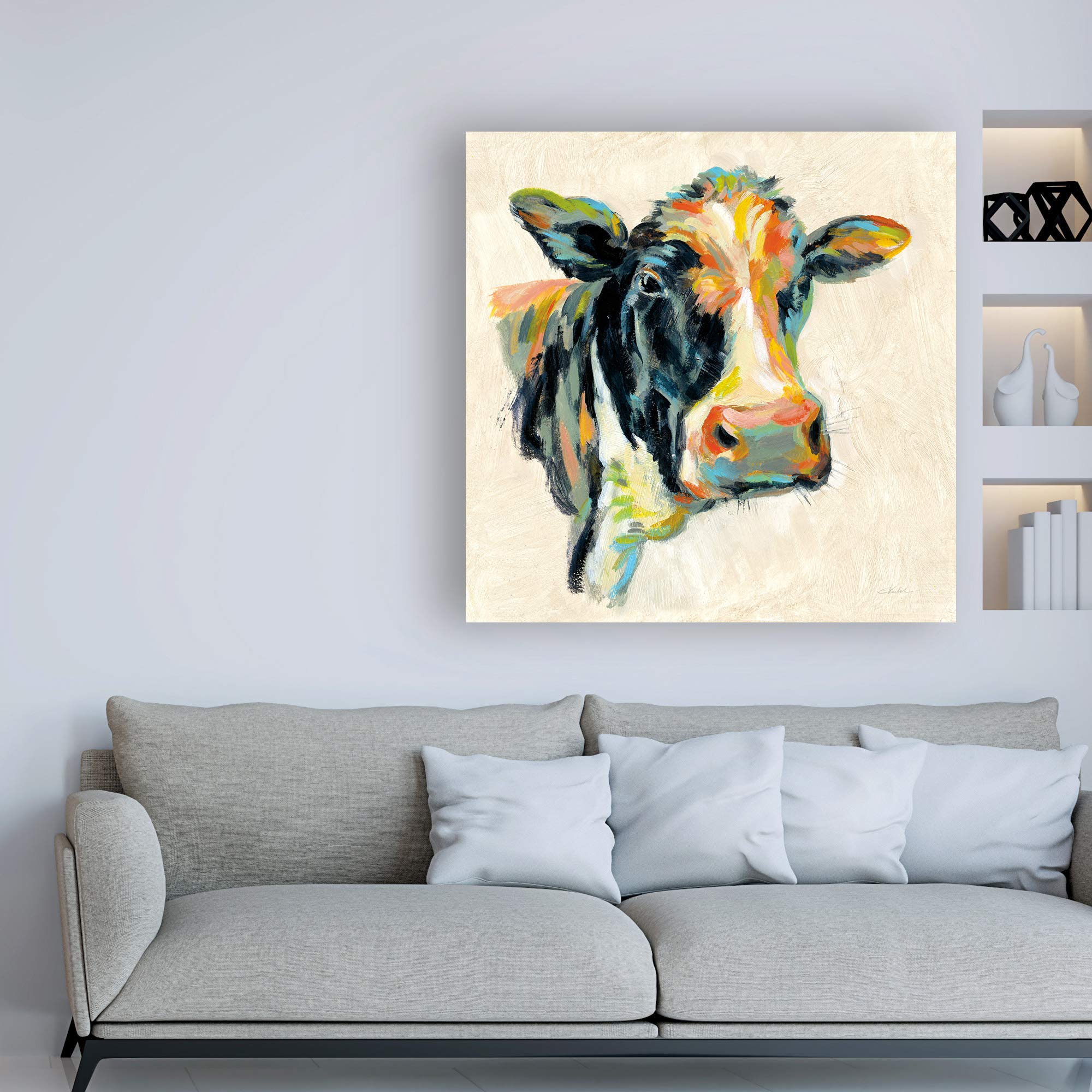Silvia Vassileva Expressionistic Cow I - 18x18 Fine Art Print for Home & Office Decor | Modern Wall Art for Living Room, Bedroom, or Office