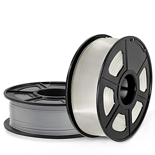 SUNLU PLA 3D Printer Filament 1.75mm - High Precision +/-0.02mm, 1KG Spool (Gray & Transparent) for 3D Printing, DIY Projects, and Prototyping