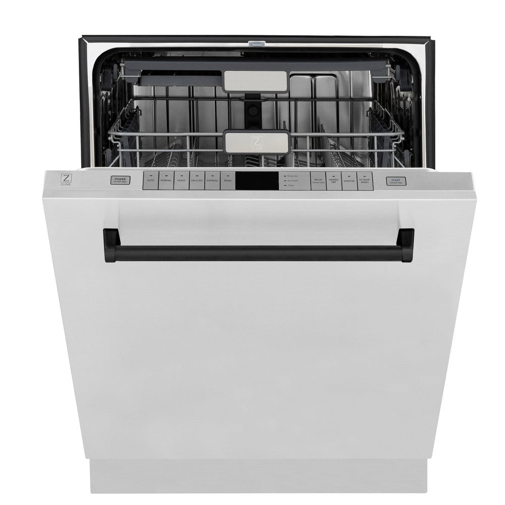 ZLINE Autograph Edition 24-inch Stainless Steel Dishwasher with Matte Black Handle - 3rd Rack, Top Touch Controls, 45dBa Ultra Quiet (DWMTZ 304 24 MB) - Perfect for Modern Kitchens & Open Concept Homes