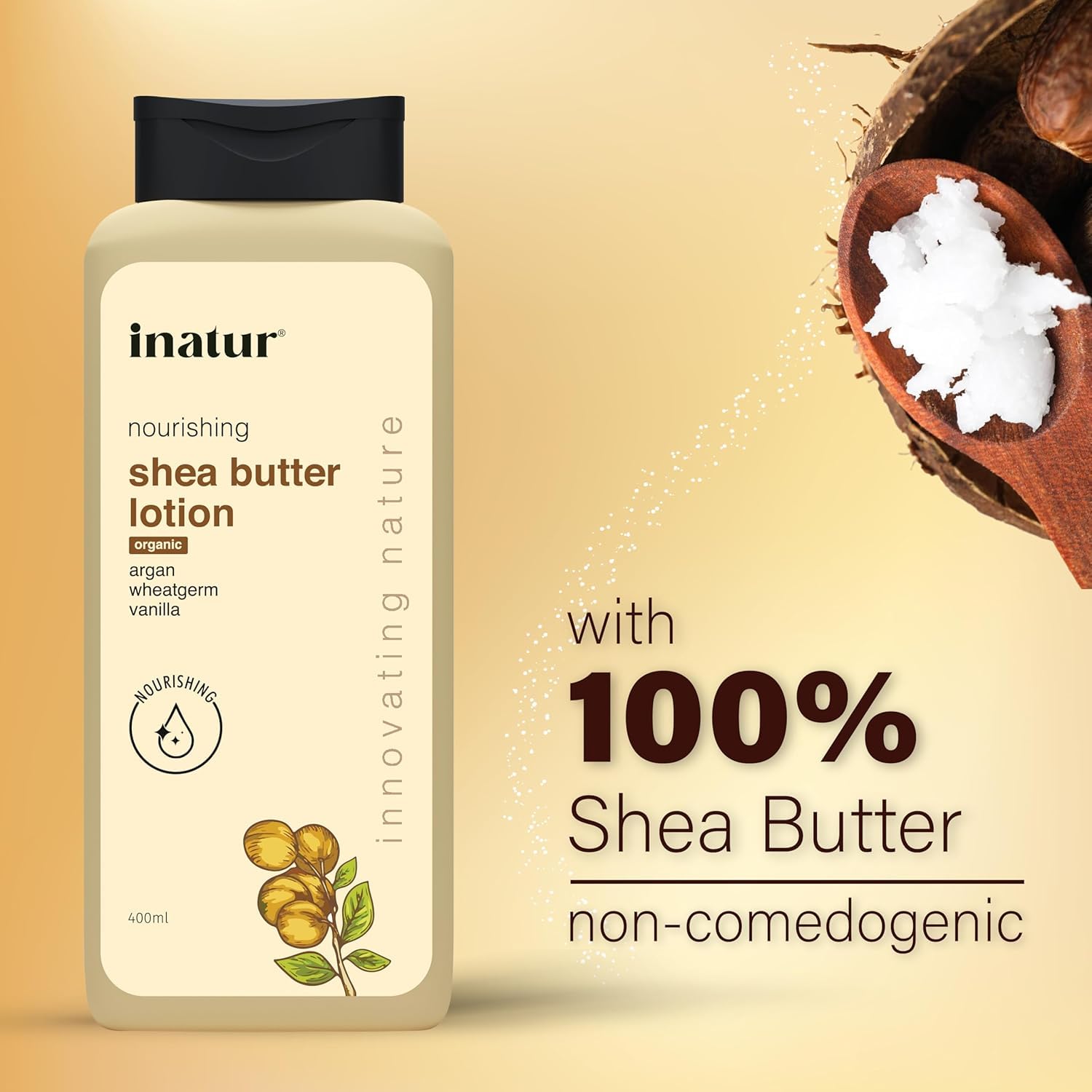 Organic Shea Butter Body Lotion 400ml - Deep Moisturizing Cream for Dry Skin | Natural Scar & Blemish Reducer | Face & Body Hydration | Vegan, Chemical-Free Skincare | Perfect for Daily Use, After Shower & Winter Care