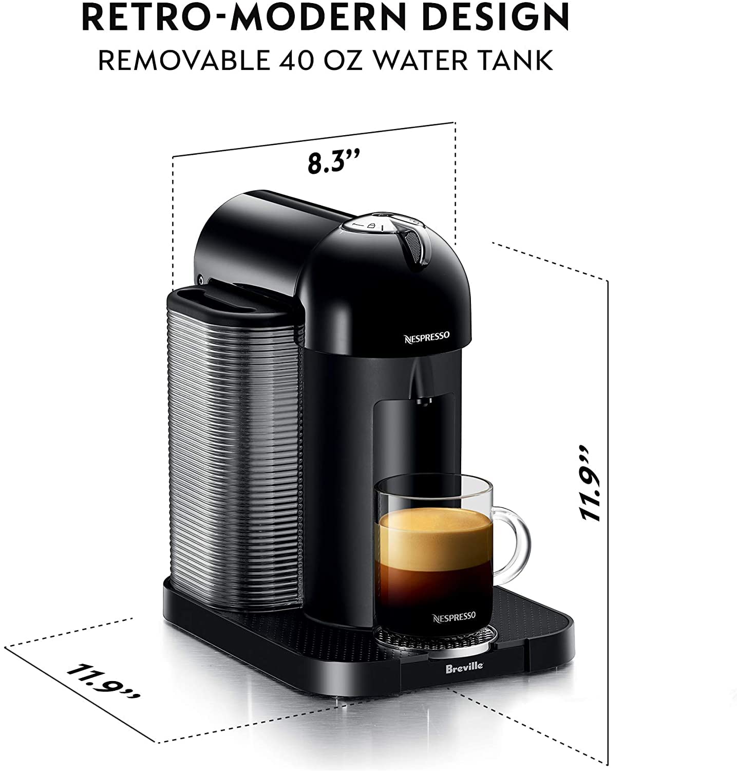 Breville Nespresso Vertuo Coffee and Espresso Machine - Single Serve Pod Brewer for Home & Office, Black | Perfect for Espresso Lovers & Busy Professionals