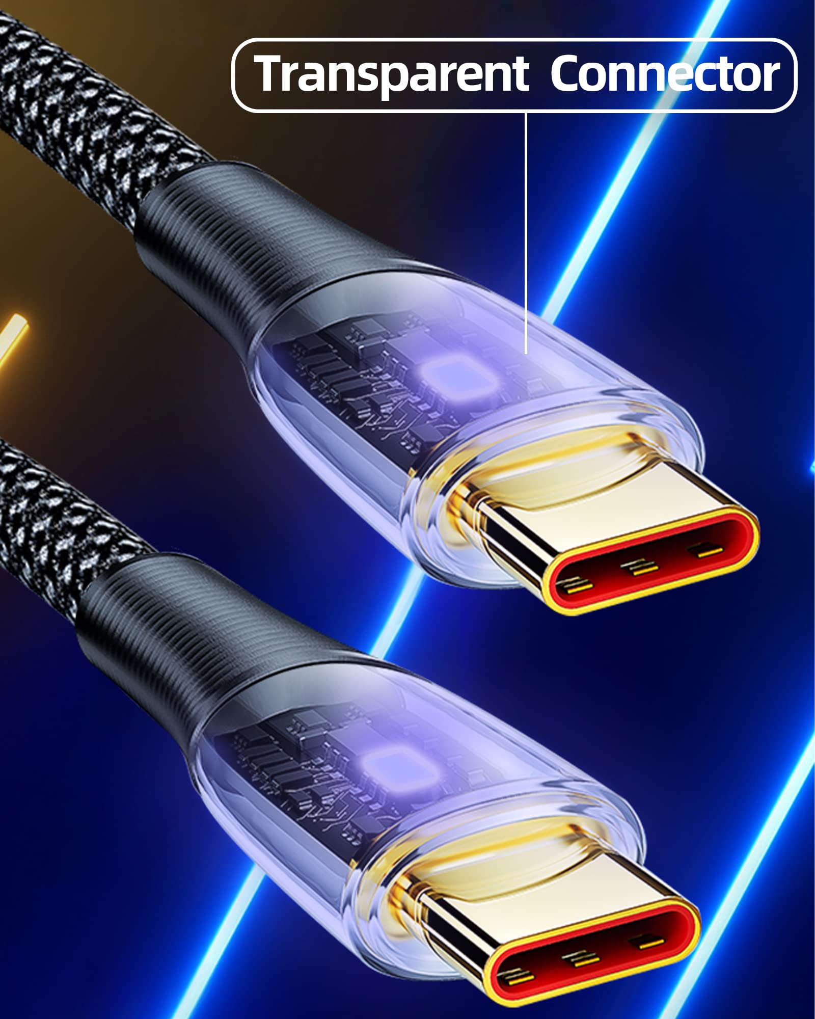 2-Pack 4ft/1.2m USB C to USB C Cable 100W PD Fast Charging, 5A Nylon Braided Type C Cable for Galaxy S22/S21/S20, Note 20, Google Pixel 4/3, iPad Pro, MacBook - Perfect for Home, Office & Travel Charging (Black)