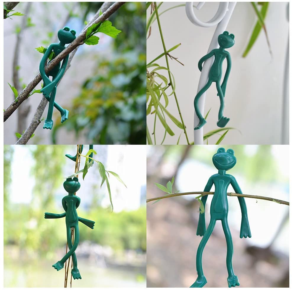 10pcs Reusable Bendable Plant Cable Ties - Decorative Garden Twist Ties for Staking, Training Vines & Securing Plants | Frog Design | Indoor & Outdoor Gardening Essentials