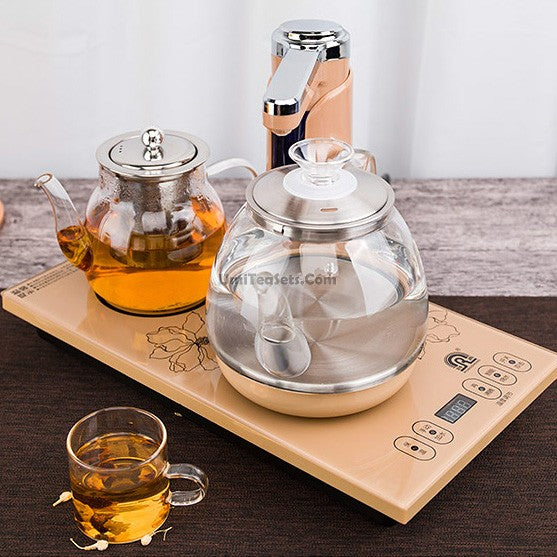Premium Glass Teapot with Golden Induction Cooker - Perfect for Loose Leaf Tea, Herbal Infusions & Home Brewing - Ideal Gift for Tea Lovers & Kitchen Decor