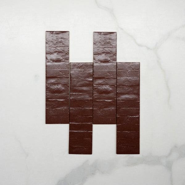 Burgundy Olivia Feature Subway Matte Porcelain Tile 75 x 300mm - Perfect for Kitchen Backsplash, Bathroom Walls & Modern Interior Design