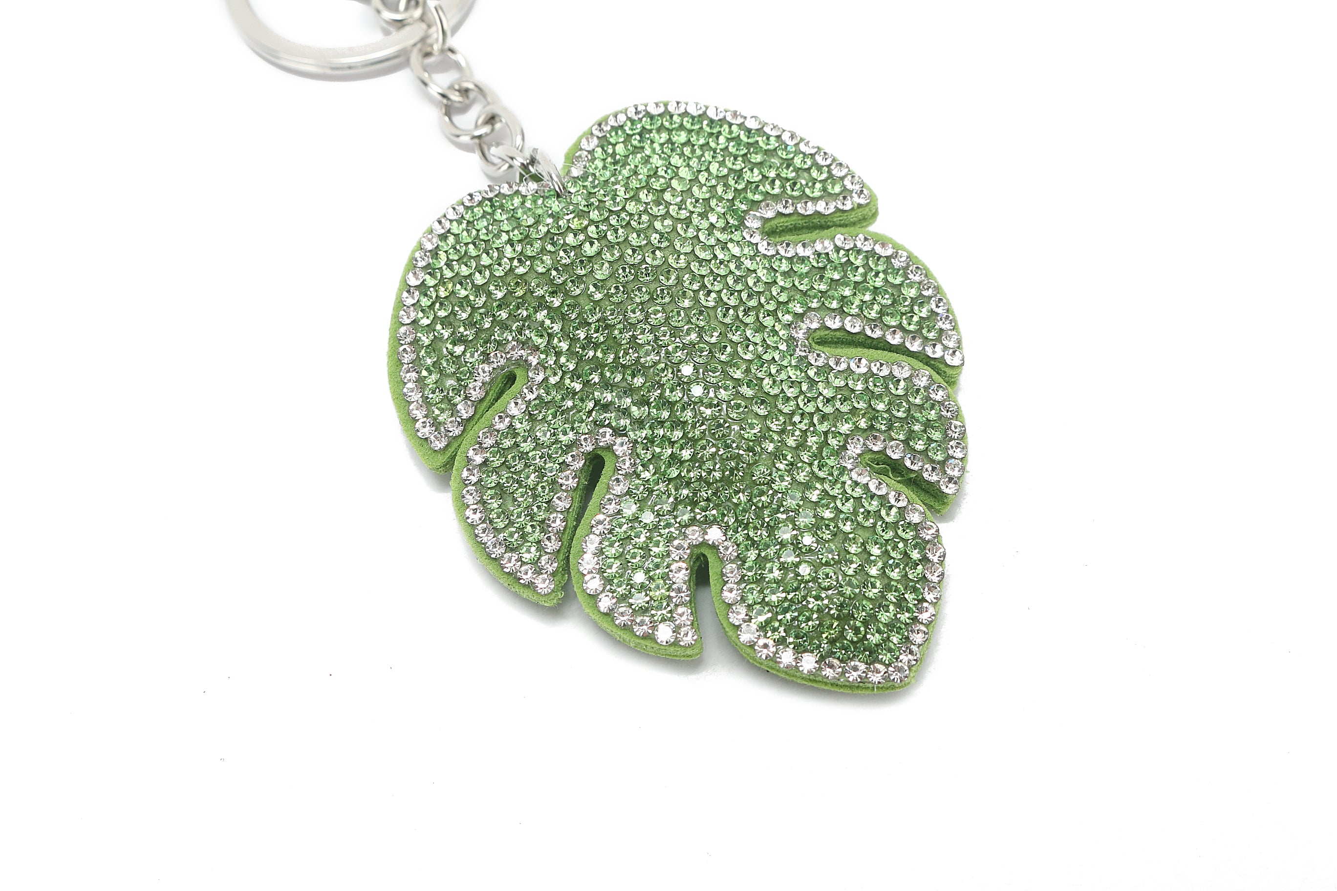 Crystal Monstera Leaf Bag Charm - Elegant Green Pendant for Handbags, Backpacks & Accessories | Perfect Gift for Women & Fashion Lovers