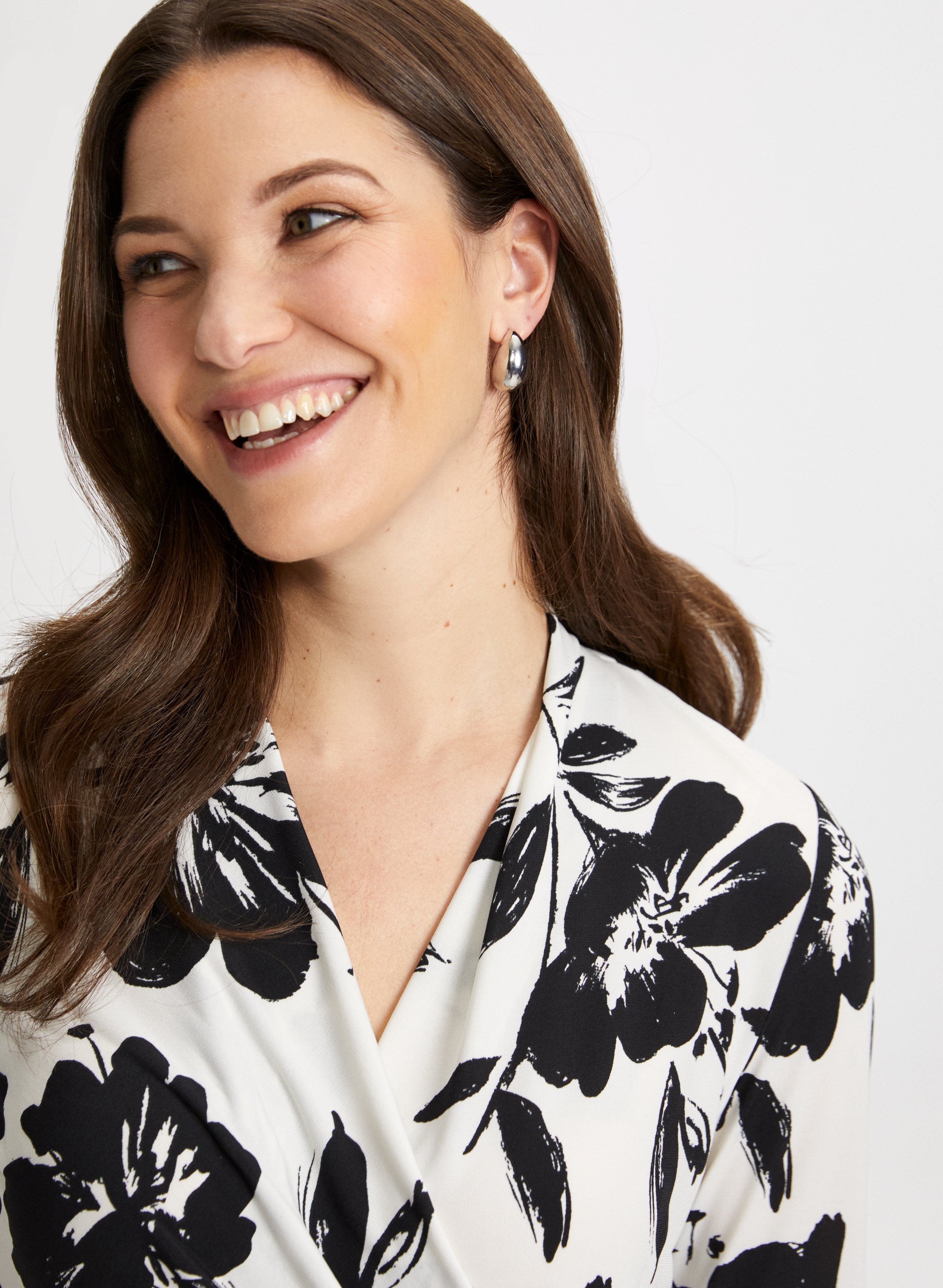 Floral Print Wrap Style Top for Women - Elegant Blouse for Spring & Summer - Perfect for Casual Outings, Office Wear & Date Nights